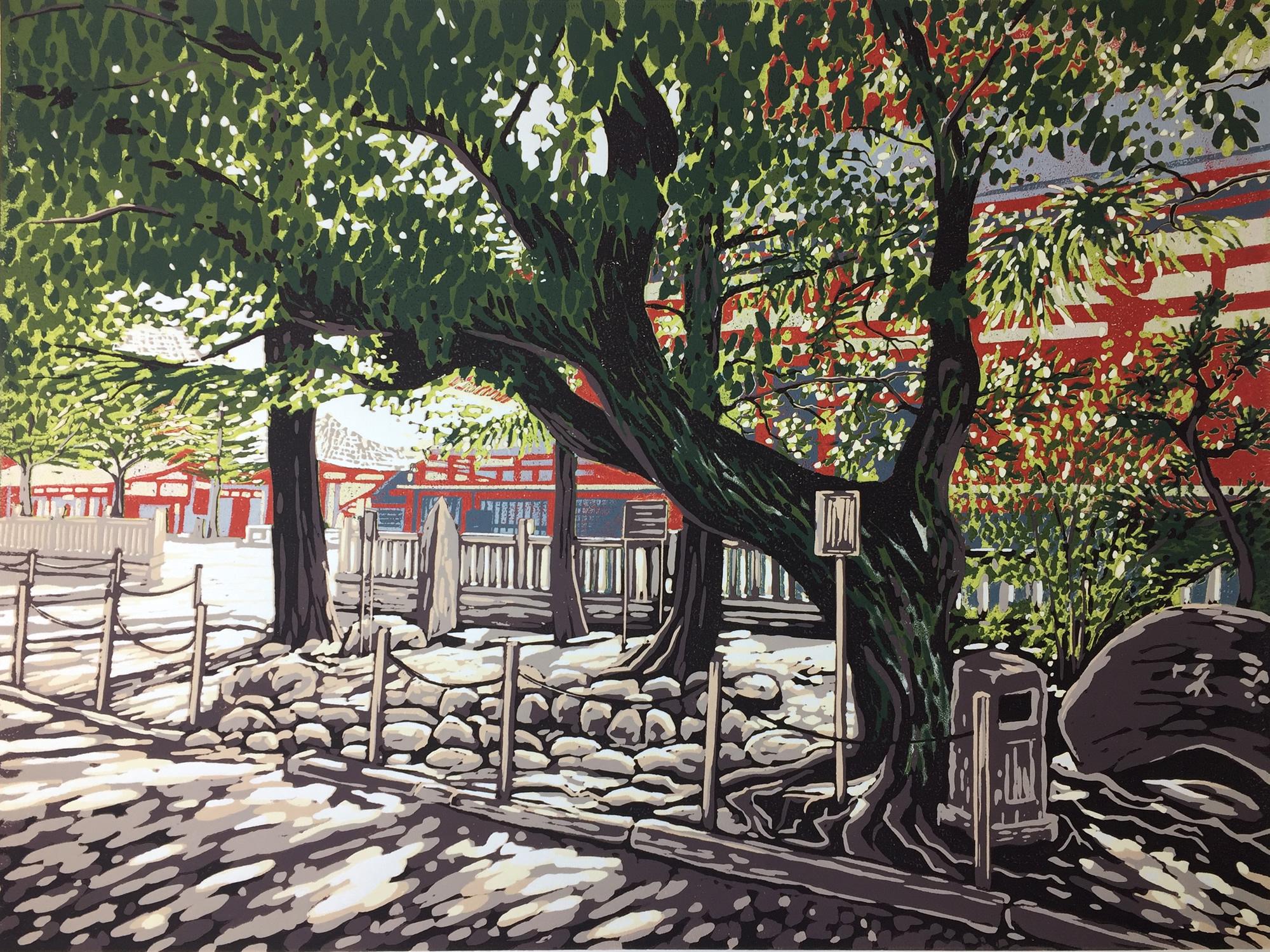 Torii Sea View and Sensoji Trees diptych - Contemporary Painting by Alexandra Buckle