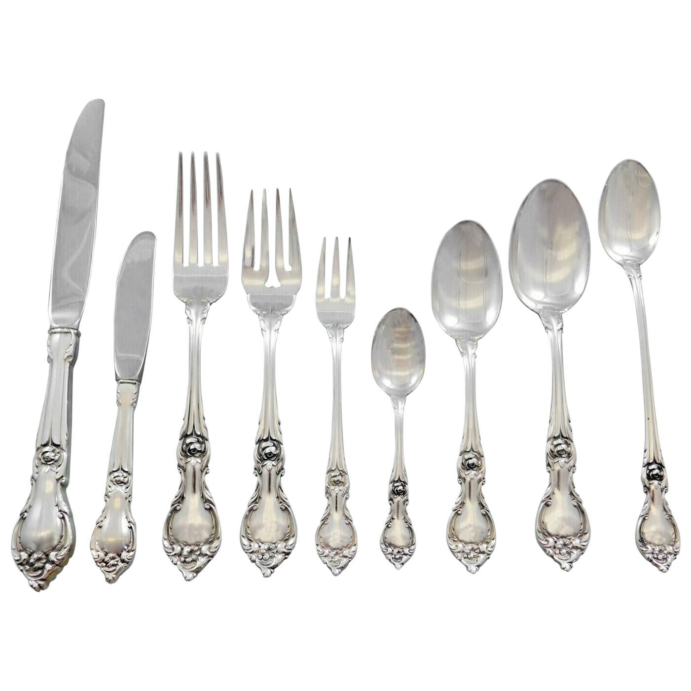 Alexandra by Lunt Sterling Silver Flatware Set for 12 Service 118 Pieces