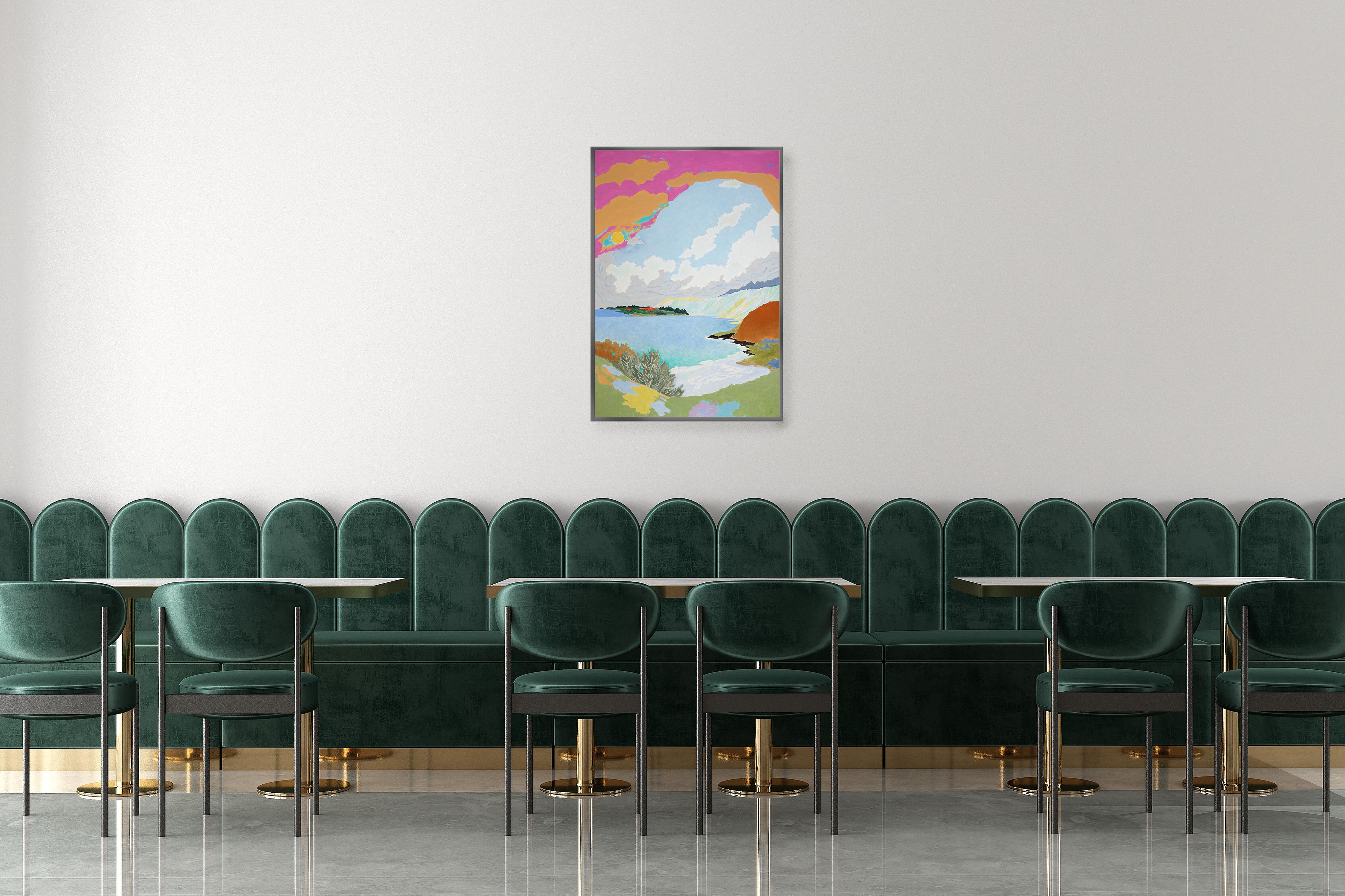 An Attempt to Decipher the Fragile Positive, Surreal Landscape in Bright Tones - Naturalistic Painting by Alexandra Czierpka