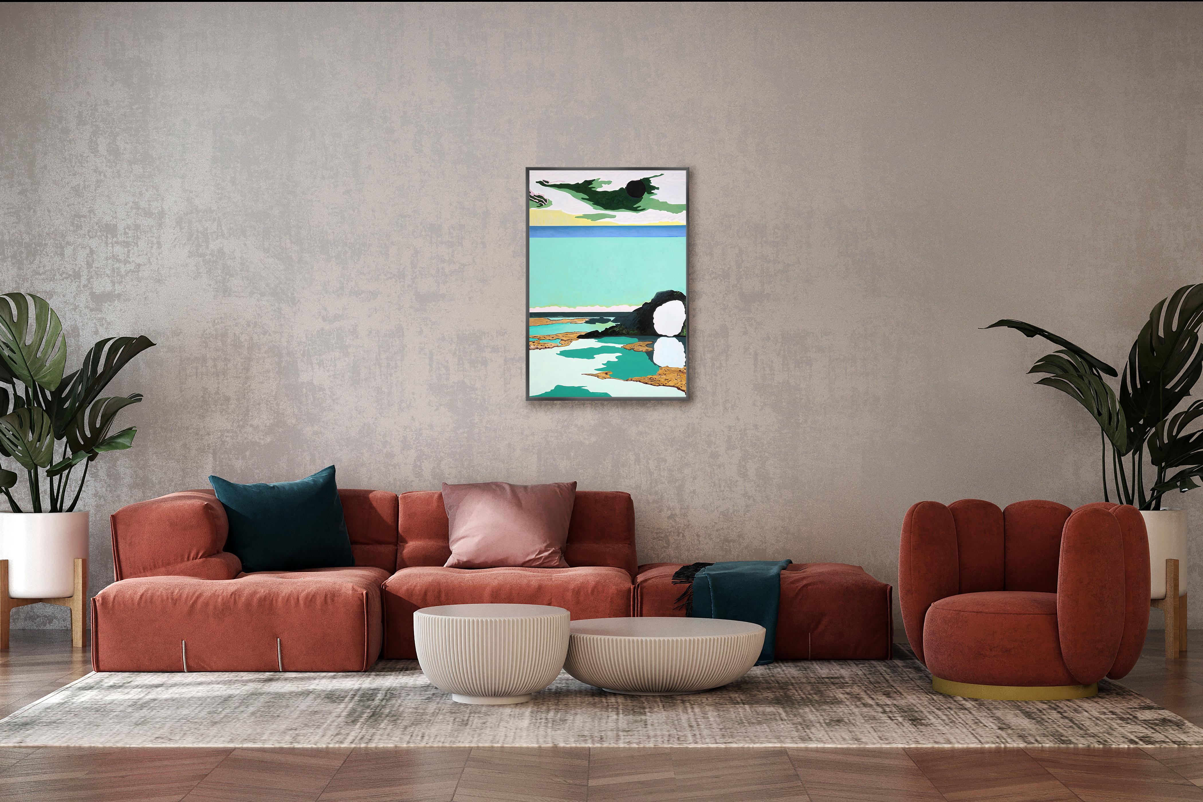 Zwischen Sehnsucht und Leere, Surreale Landschaft, Impressionistischer Stil, Grün (Surrealismus), Painting, von Alexandra Czierpka