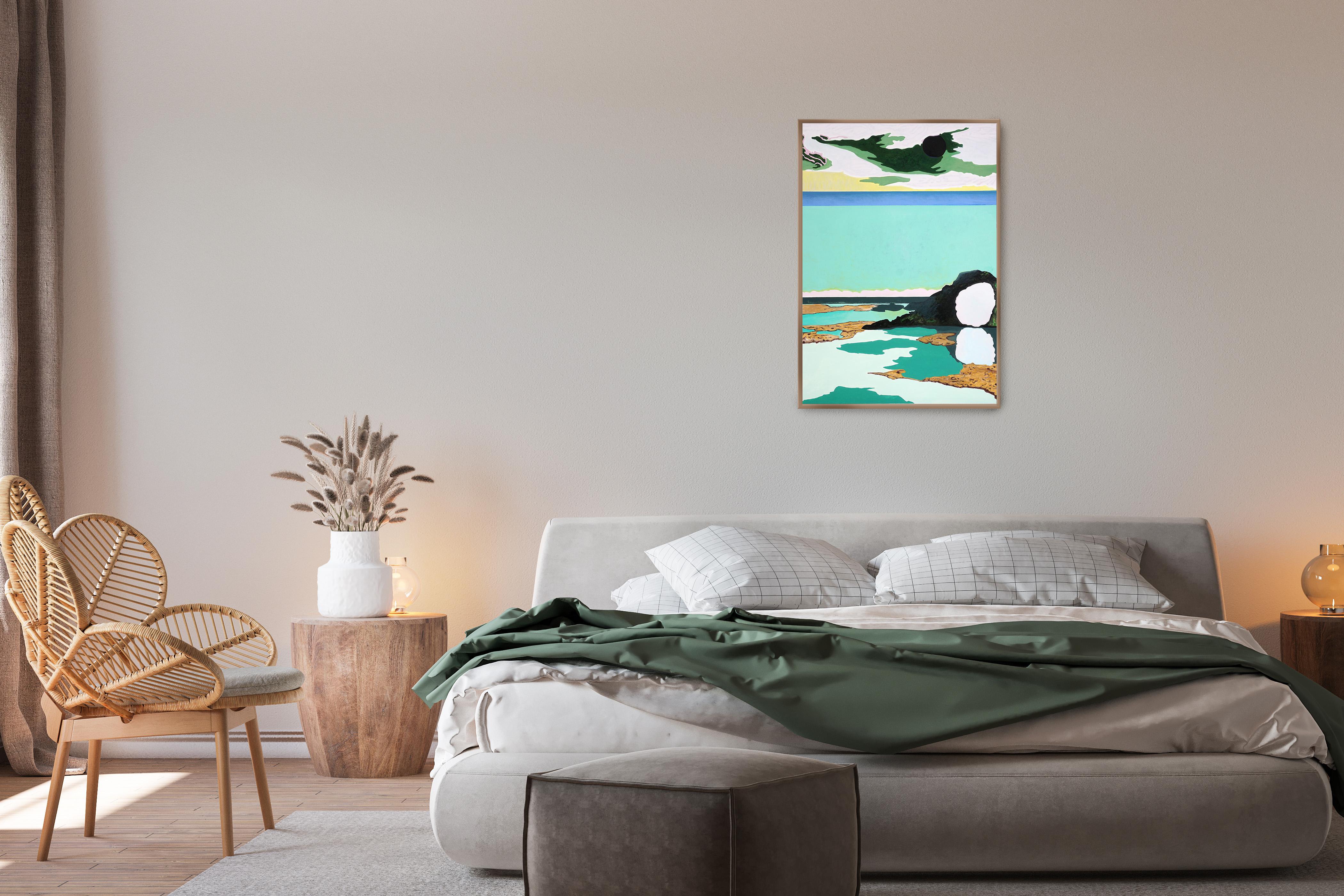 Zwischen Sehnsucht und Leere, Surreale Landschaft, Impressionistischer Stil, Grün im Angebot 1