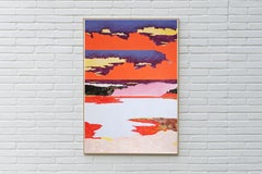Burns Between the Lights, Warm Tones, Sunset Landscape in Red and Pink, on Paper