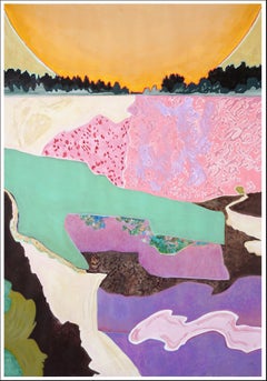 Captured Light Reflections, Abstract Landscape in Fauvist Tones on Paper, 2024