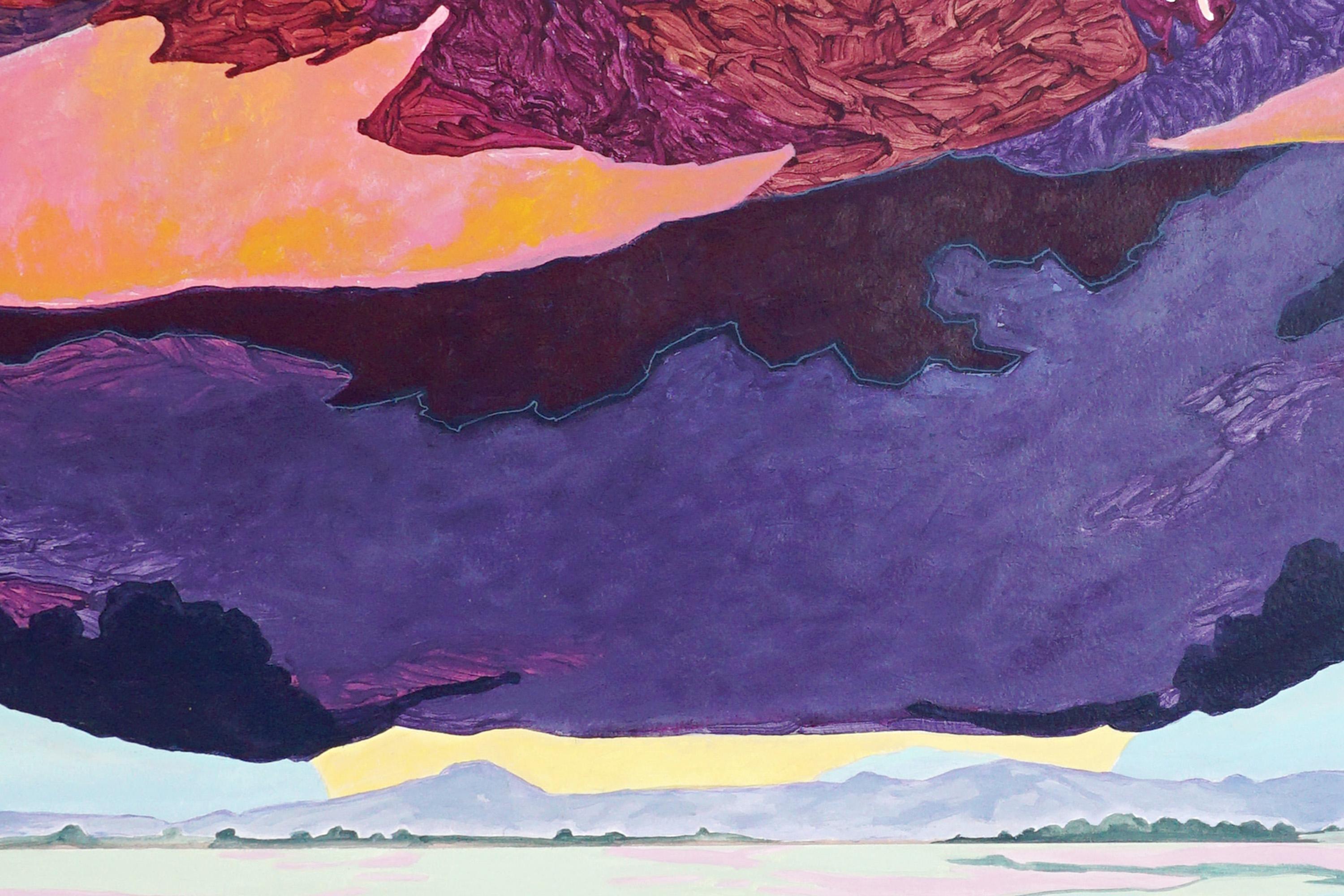 Caught in Structure, Deep Purple, Fauvist Landscape, Surreal Sky, Lake Prairie For Sale 1