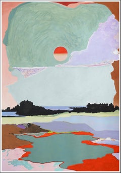Circulation of Light, Postimpressionistische Seelandschaft, Vivid Tones, Papier