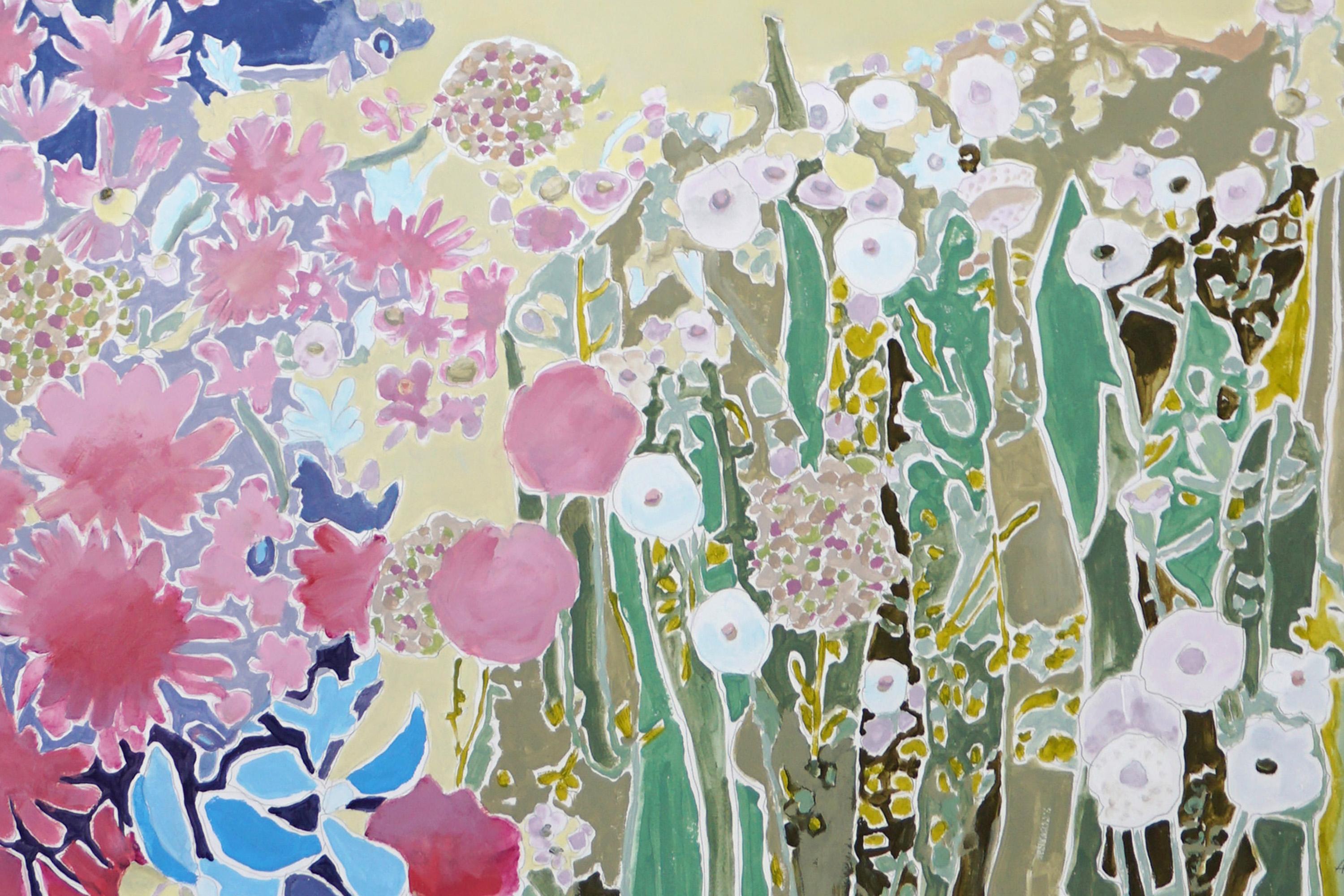 Paysage fauviste des champs de fleurs lilas, peinture de style illustration 2