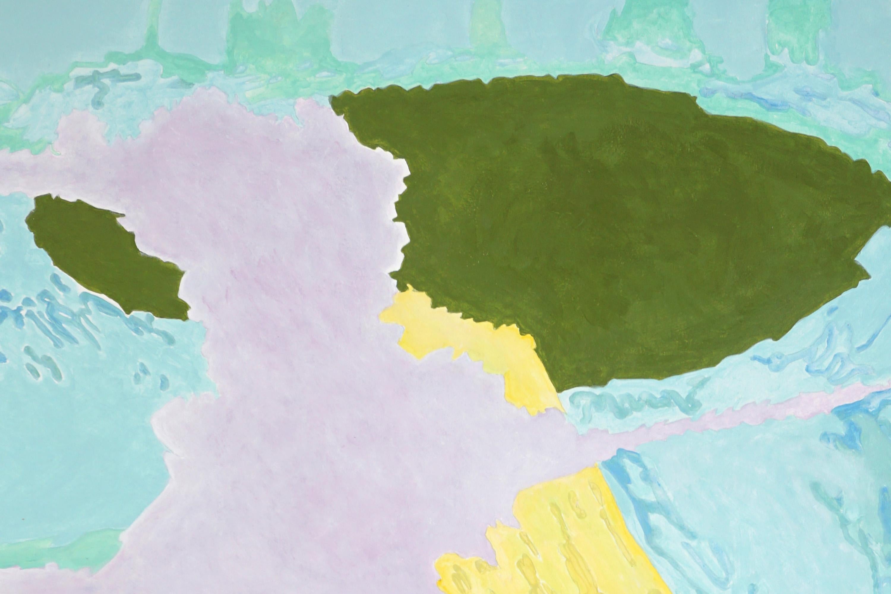 Light's Silent Discourse, Fauvist Storm, Surreal Landscape in Turquoise, Paper For Sale 3