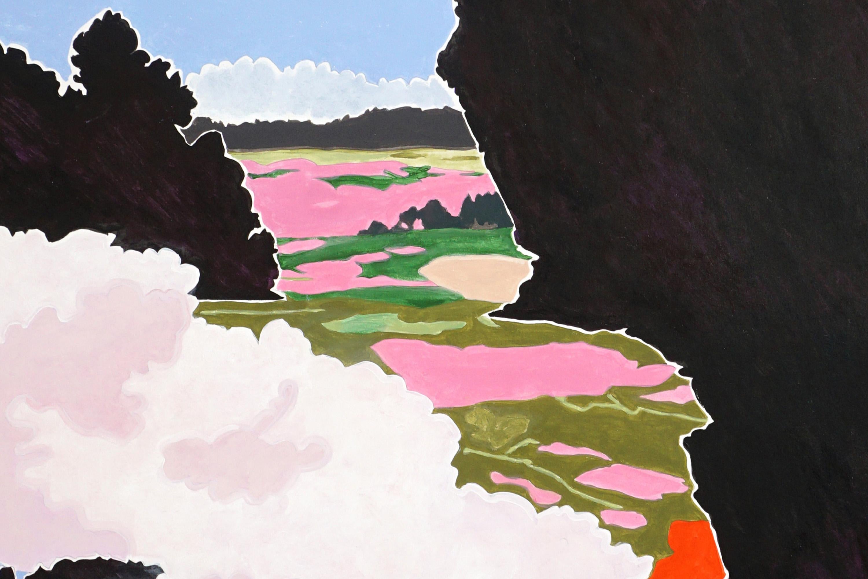 Memory as State, Surreal Landscape, Black adn White Floating Clouds on Paper For Sale 2