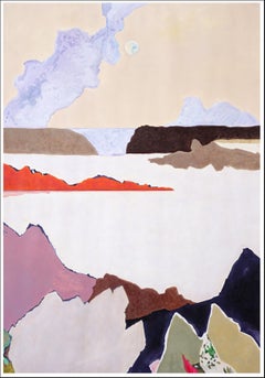 Secluded Charm, Abstract Fauvist Landscape in Earth Tones, Northern Lights 2024