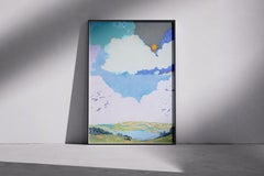 Statik im Status, Impressionistische stürmische Landschaft in Pastellpalette auf Papier