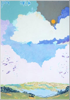 Statik im Status, Impressionistische stürmische Landschaft in Pastellpalette auf Papier