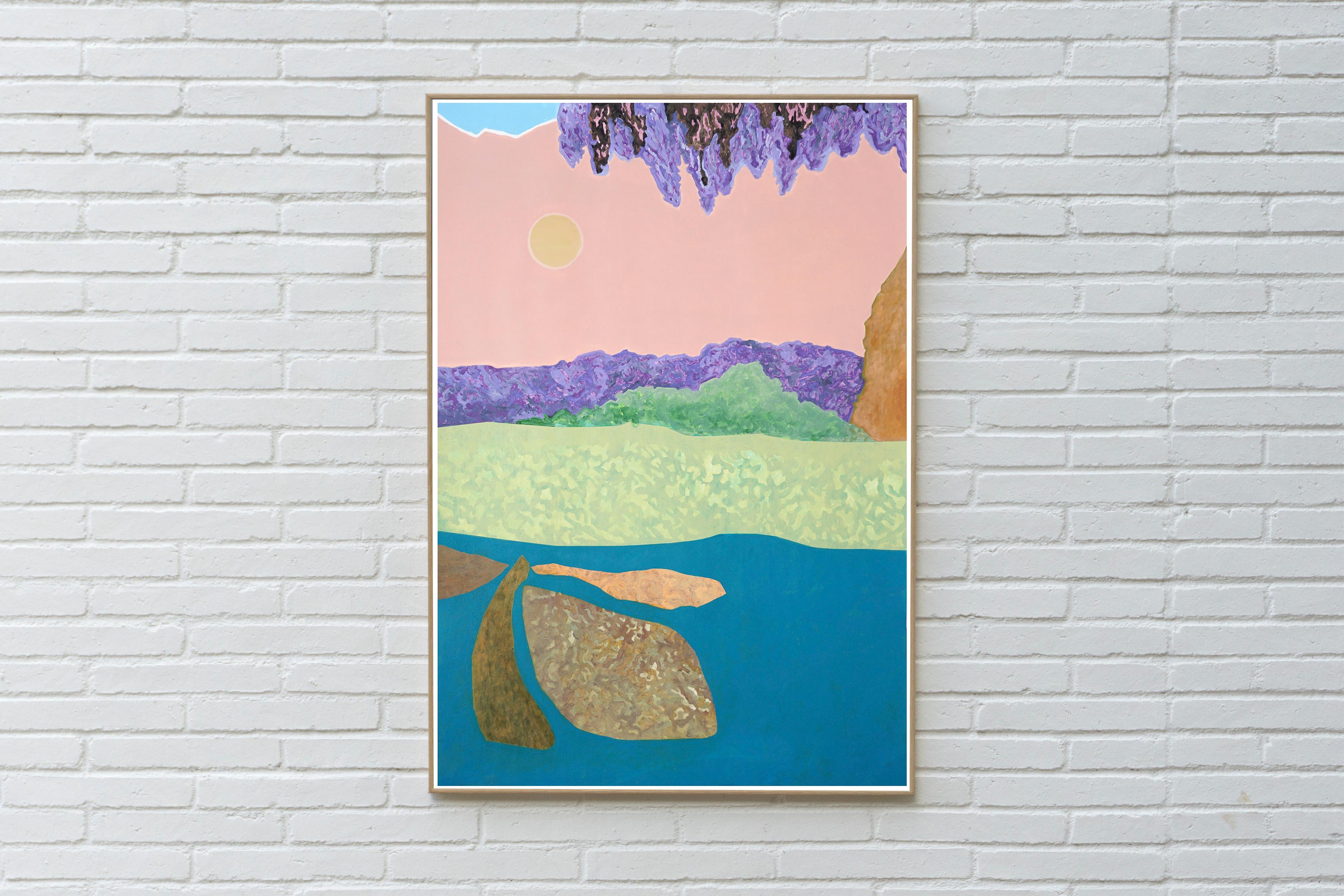 Summer Lilacs, Abstract Landscape in Pink Pastel Tones on Watercolor Paper, 2024 1