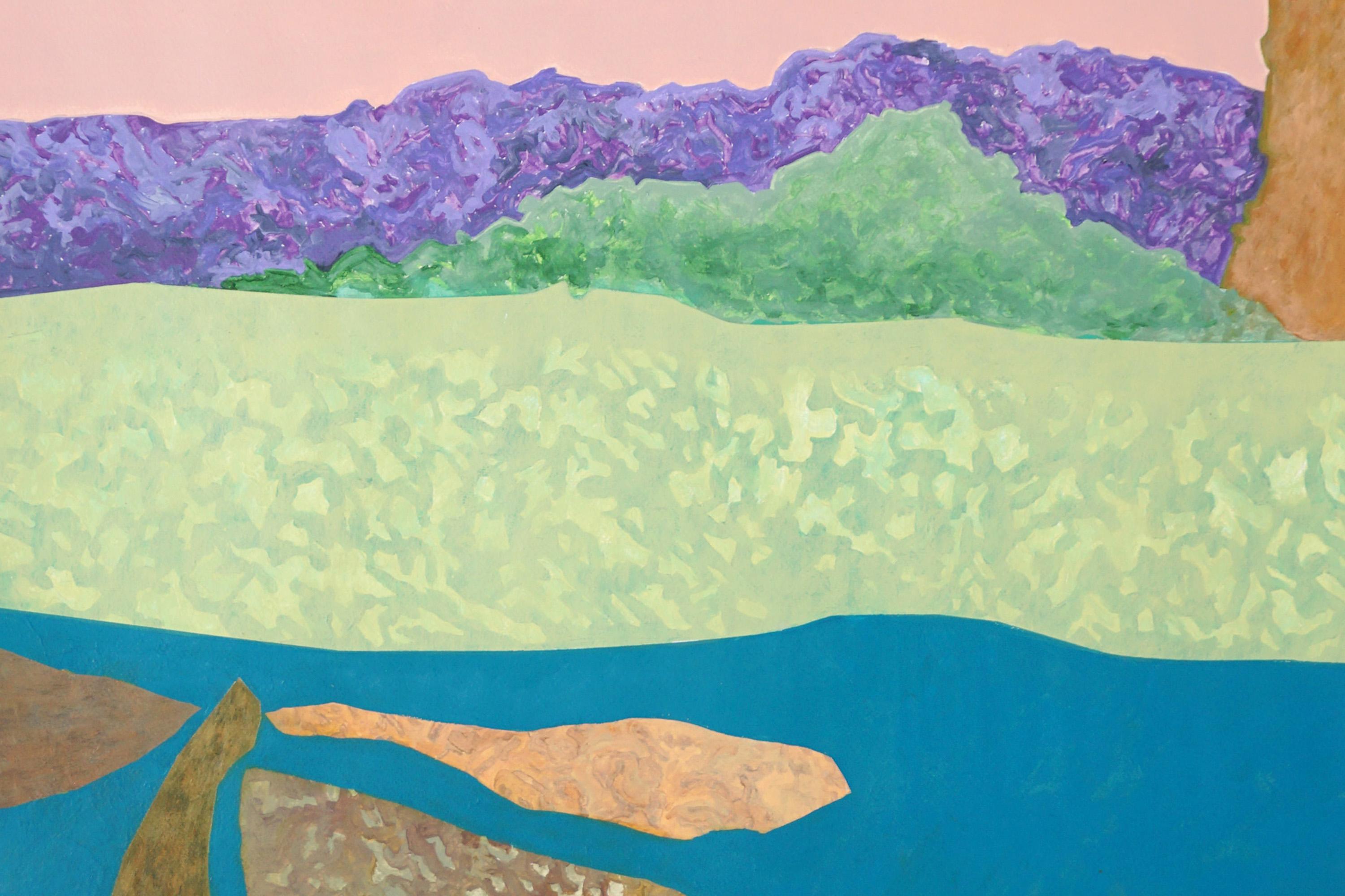 Summer Lilacs, Abstract Landscape in Pink Pastel Tones on Watercolor Paper, 2024 4