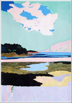 Surreal Impressionist Landscape, Hidden Realm, Cold Tones Mountains Glacier