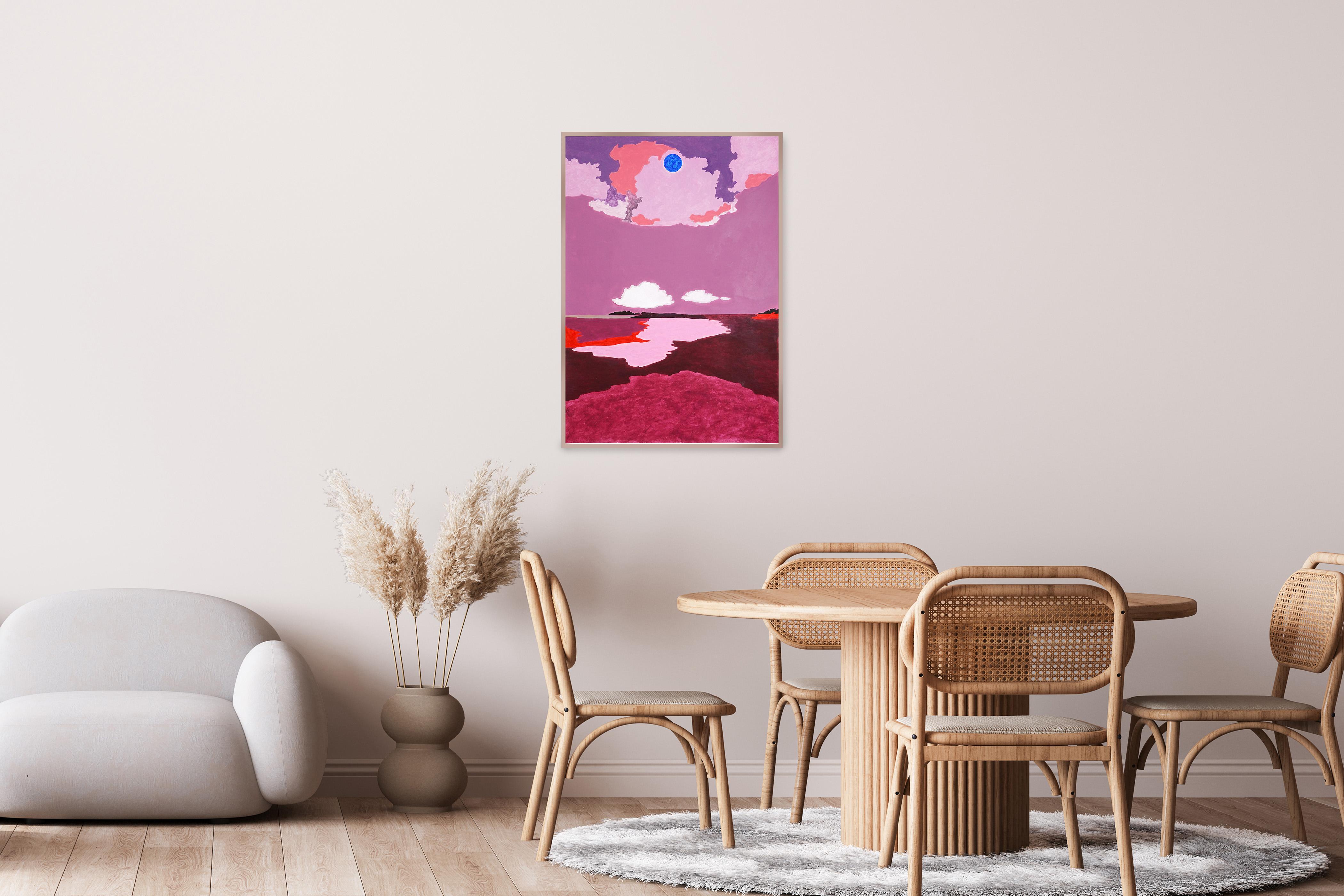 Tell Me the Words, Fuchsia Landscape, Impressionistische Aurora Polarlichter auf Papier im Angebot 2