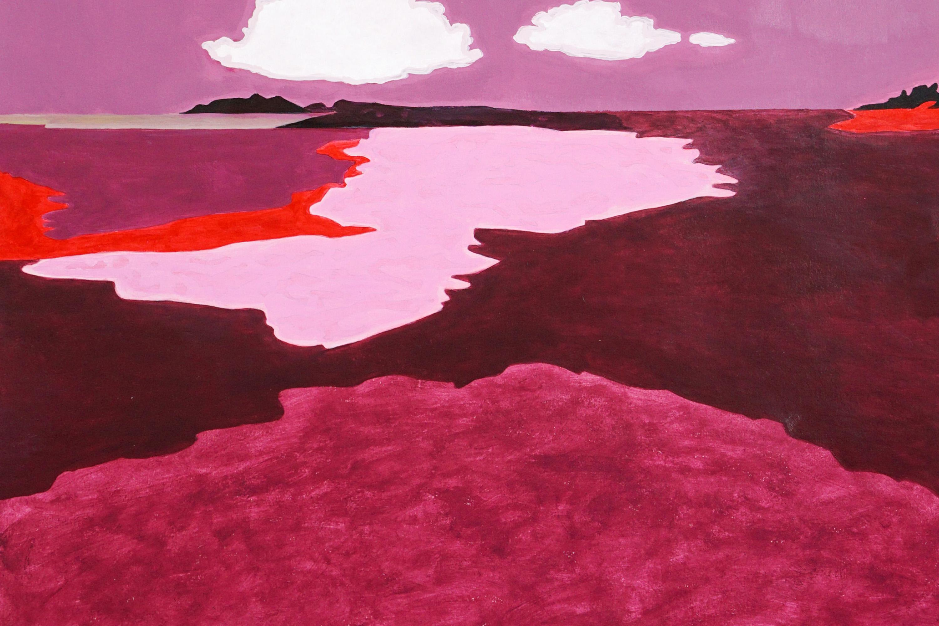 Tell Me the Words, Fuchsia Landscape, Impressionistische Aurora Polarlichter auf Papier im Angebot 3