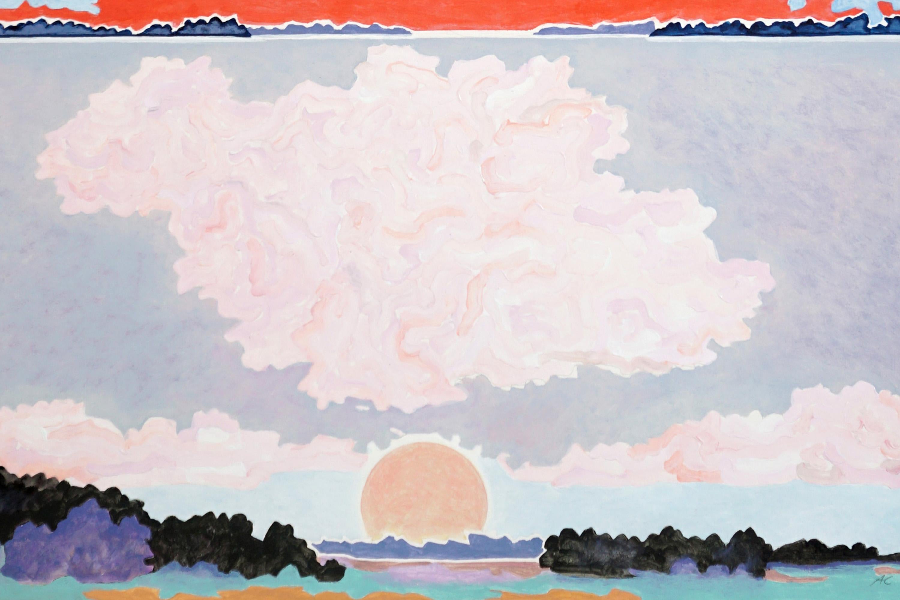 The Kairos of Transformation, Red and Blue Surreal Landscape, Impressionist Sky For Sale 1