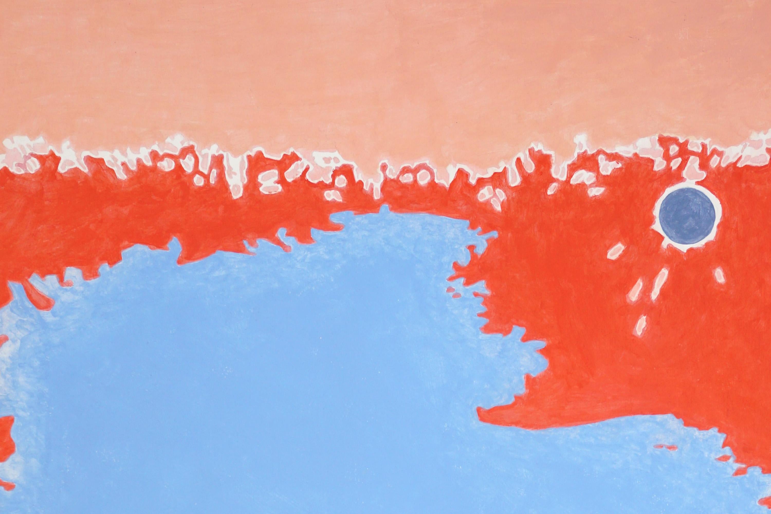 The Kairos of Transformation, Red and Blue Surreal Landscape, Impressionist Sky For Sale 2