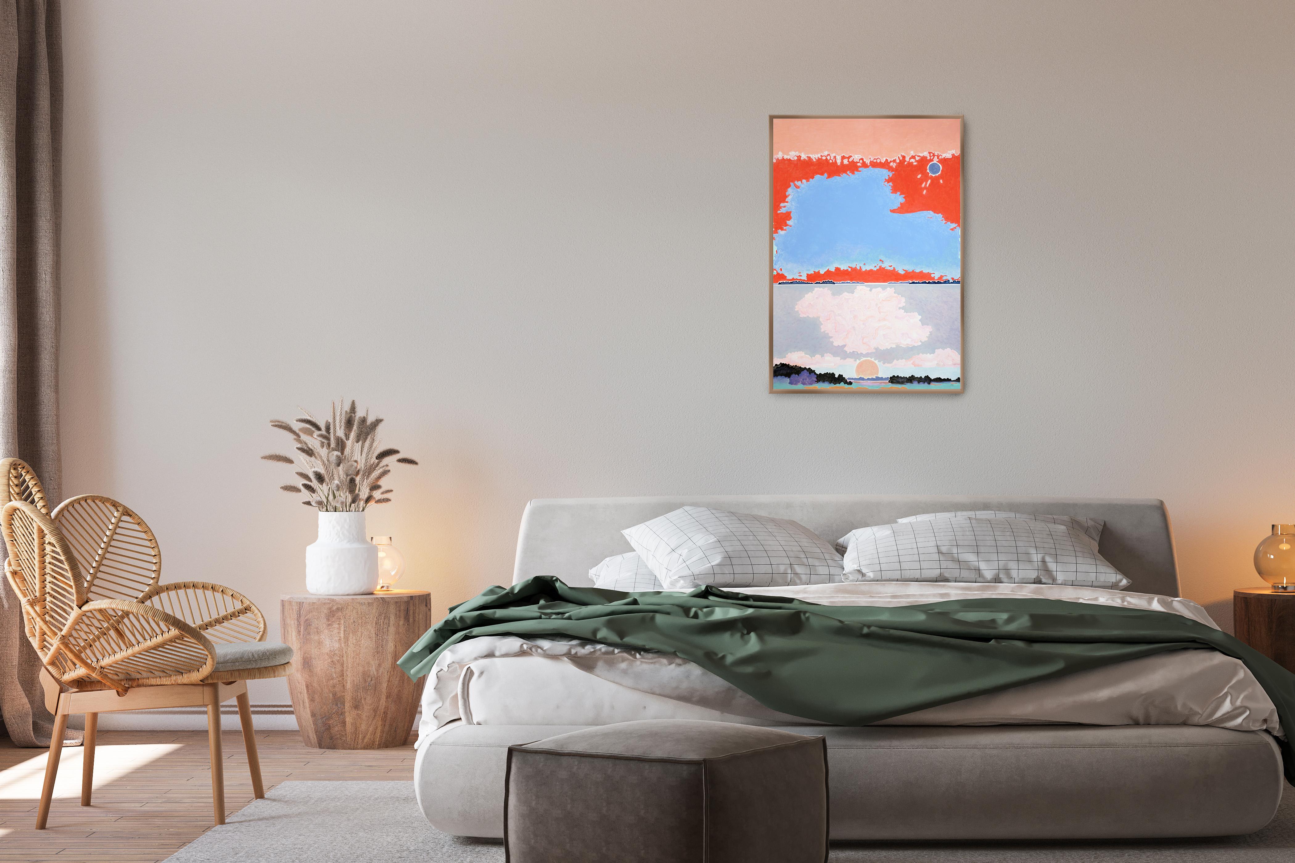 The Kairos of Transformation, Red and Blue Surreal Landscape, Impressionist Sky For Sale 3
