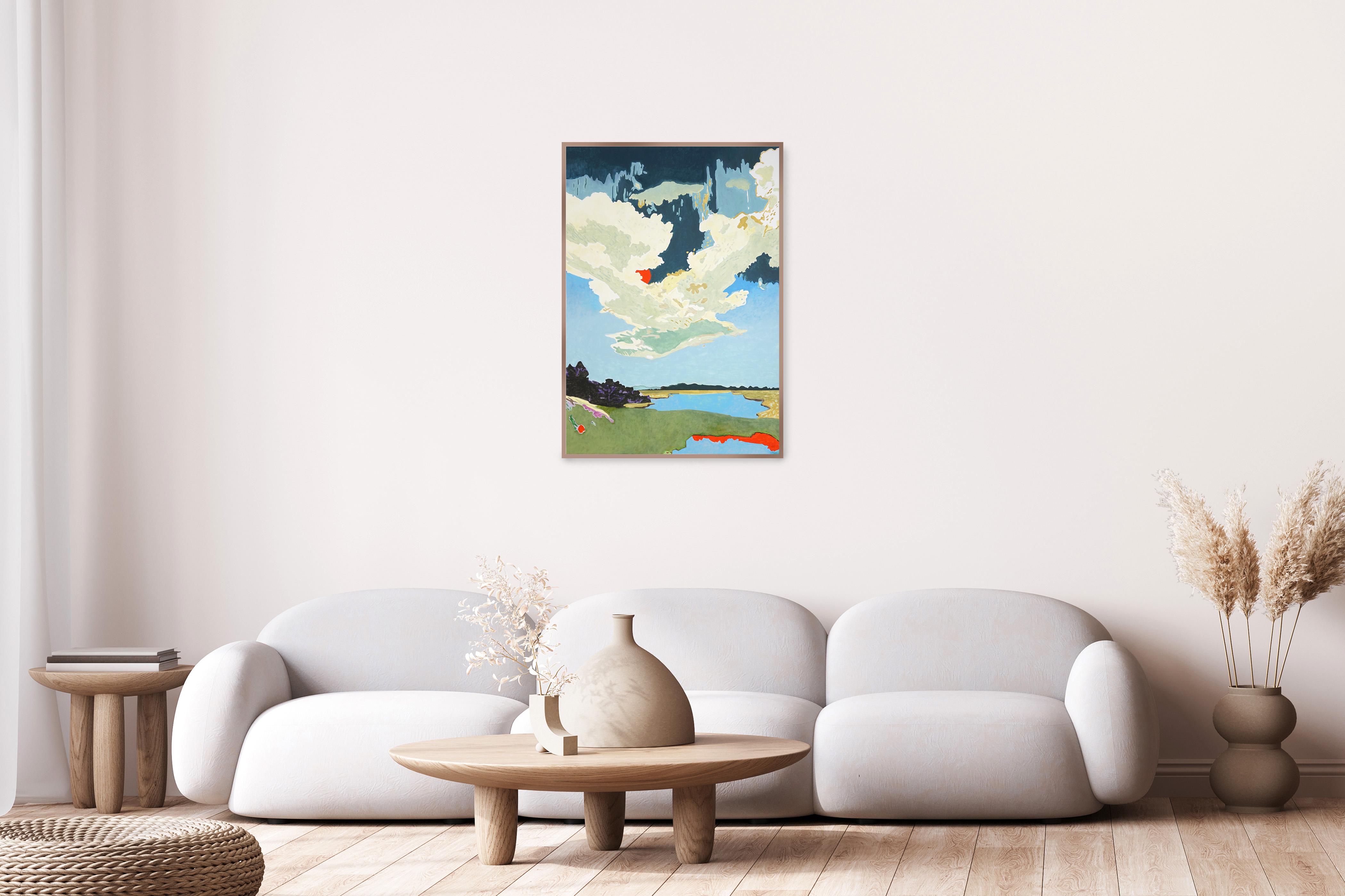 The Pulse of Interiority, Stormy Sky, Impressionist Landscape, Dropping Clouds – Painting von Alexandra Czierpka