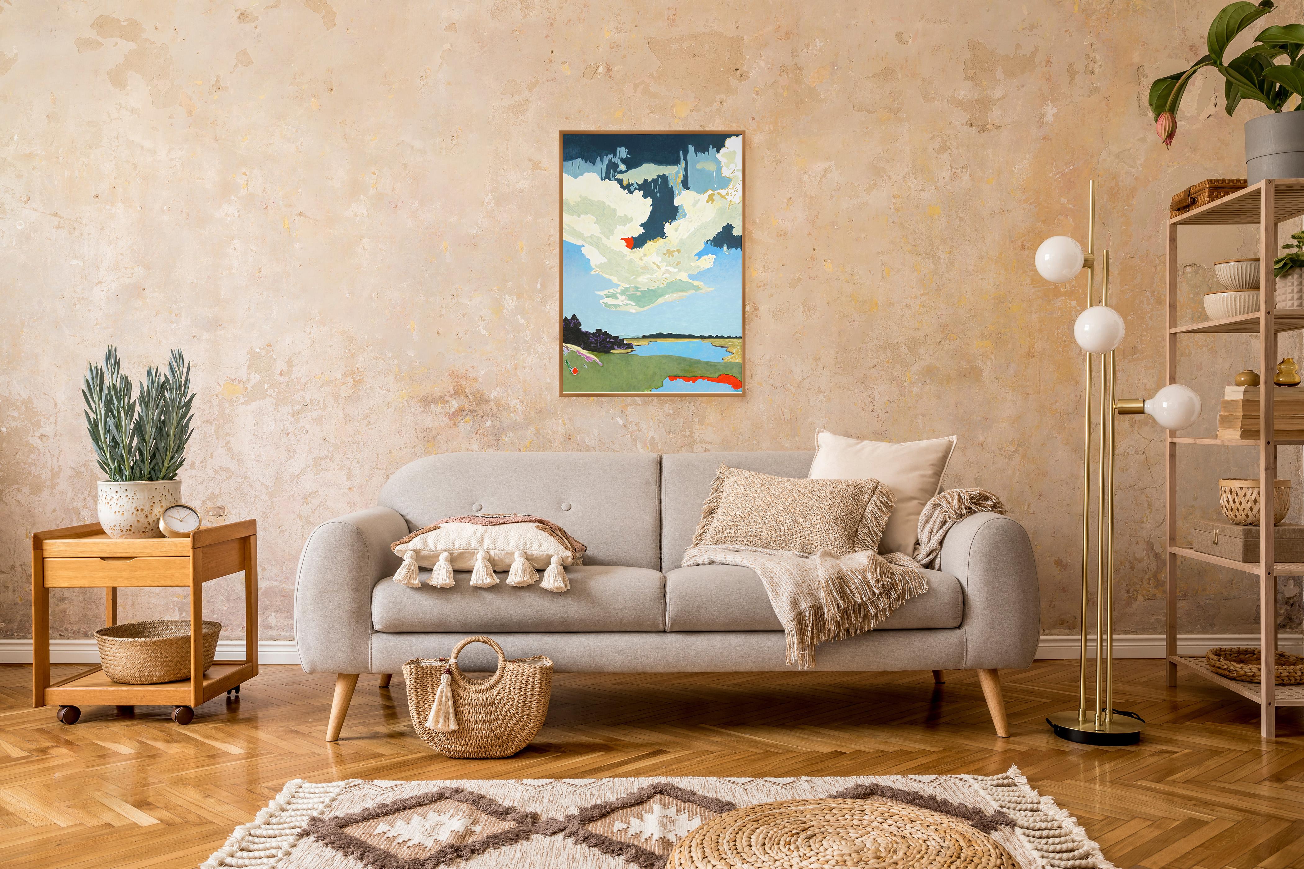 The Pulse of Interiority, Stormy Sky, Impressionist Landscape, Dropping Clouds im Angebot 2