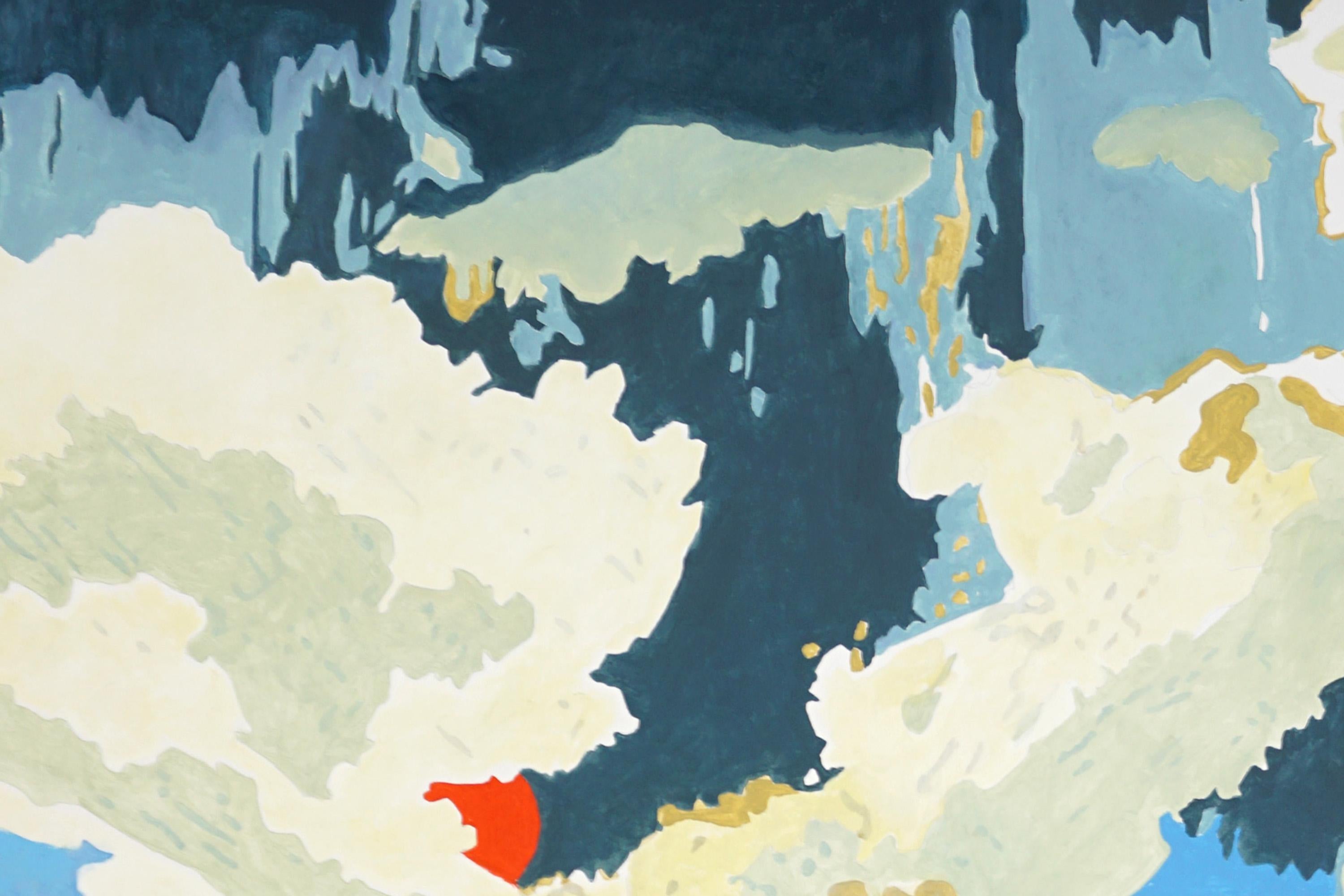 The Pulse of Interiority, Stormy Sky, Impressionist Landscape, Dropping Clouds im Angebot 3