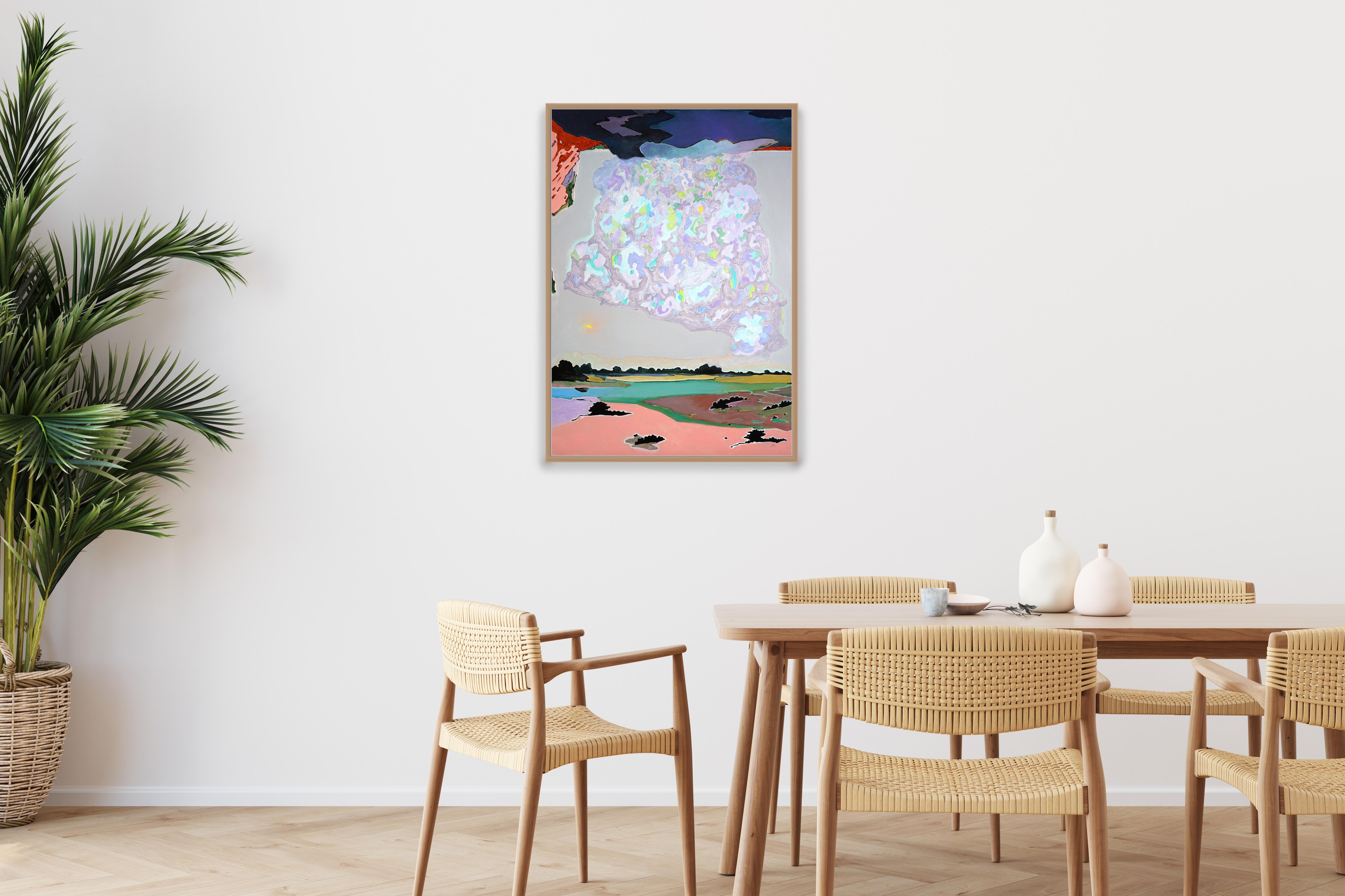 The Soul and Only its Game, Surreal Landscape Gray Tones Acrylic Painting, Paper For Sale 1