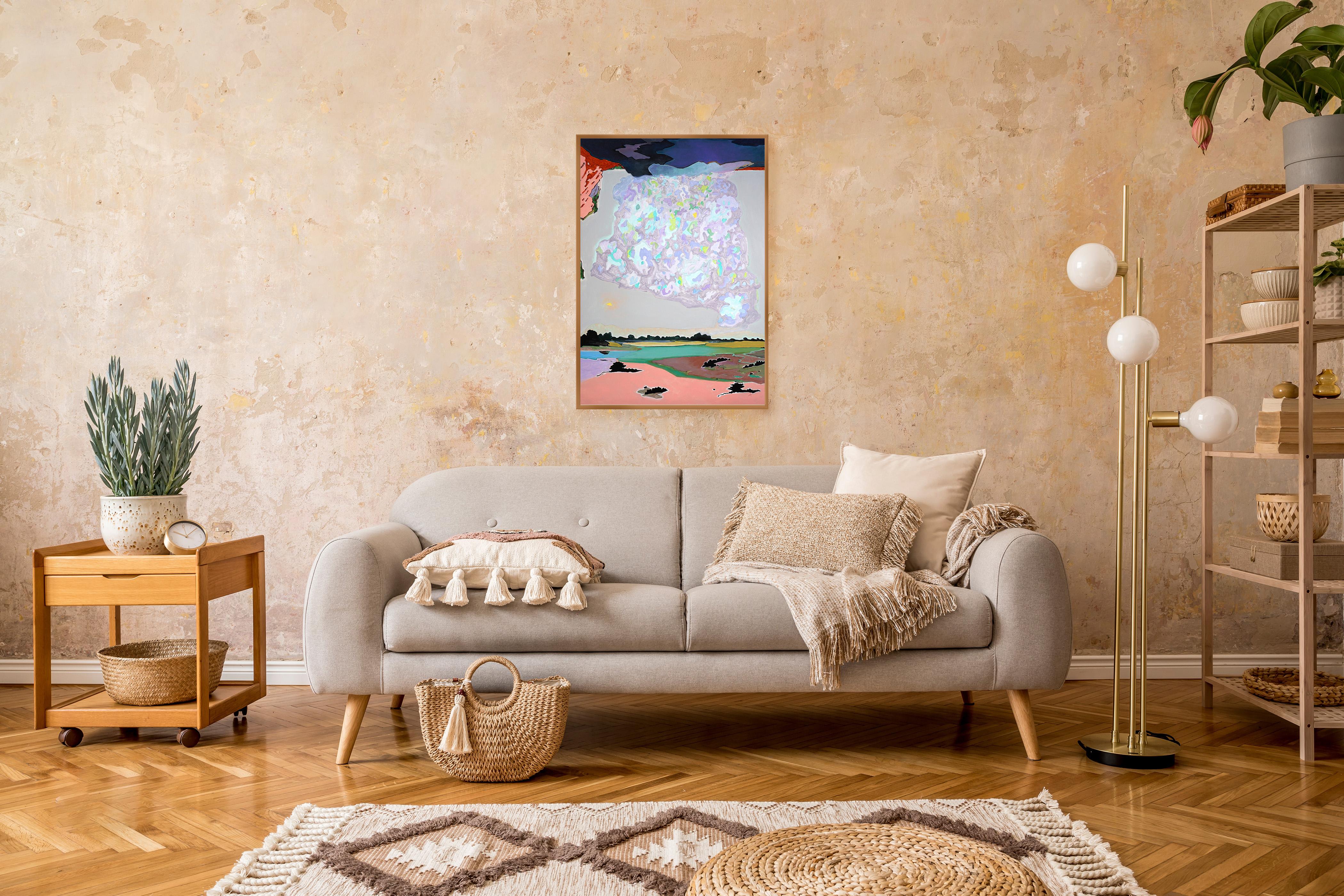 The Soul and Only its Game, Surreal Landscape Gray Tones Acrylic Painting, Paper For Sale 3