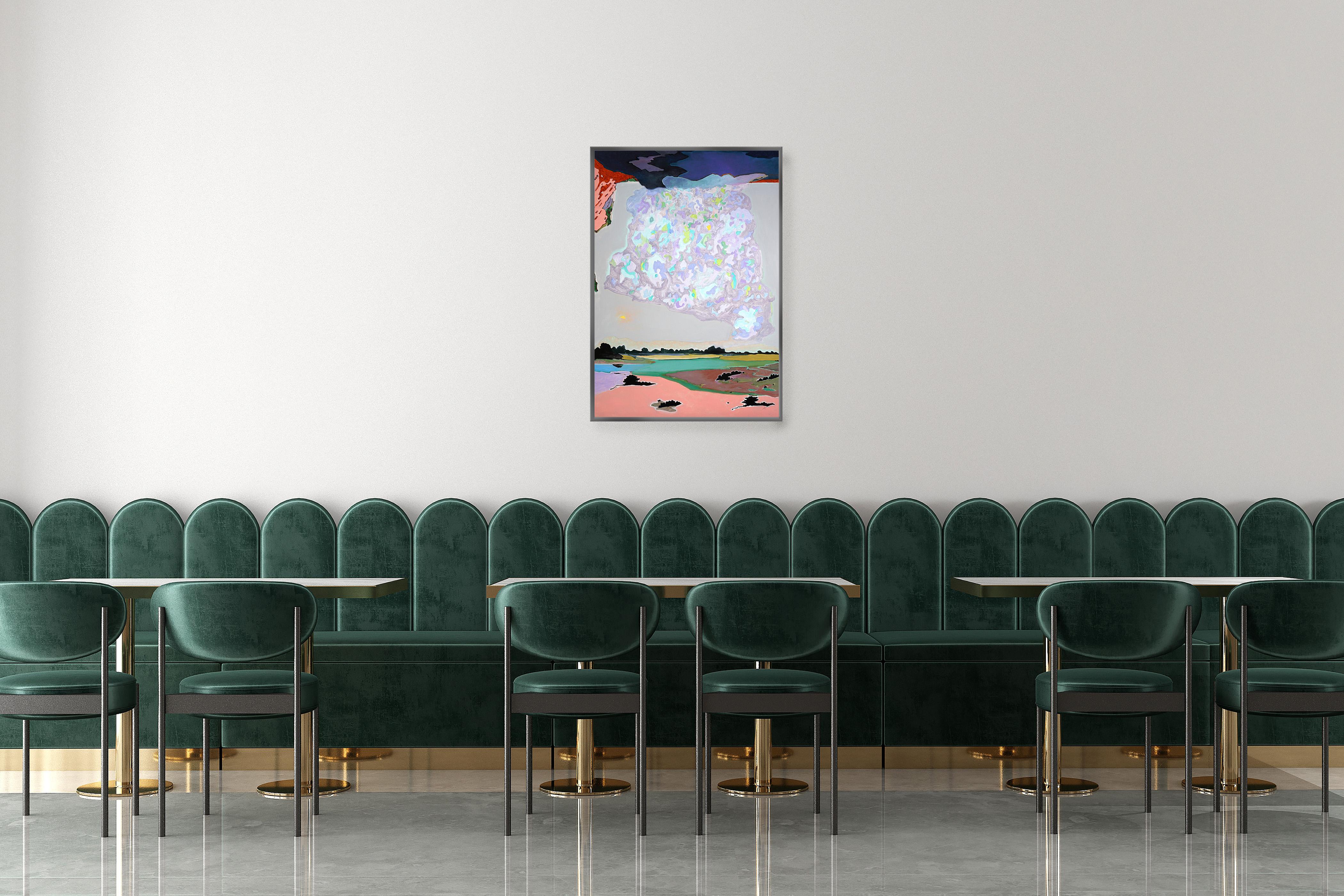The Soul and Only its Game, Surreal Landscape Gray Tones Acrylic Painting, Paper For Sale 4