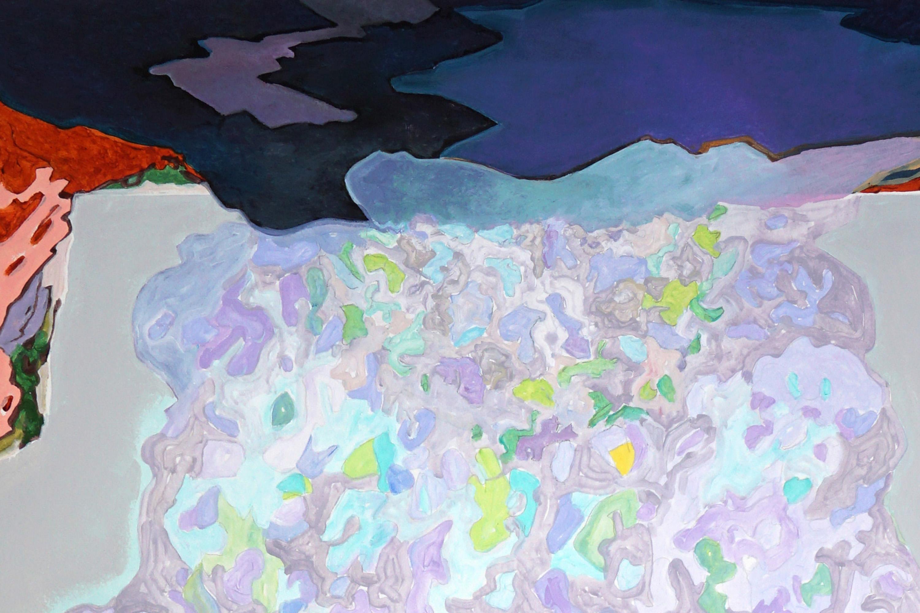 The Soul and Only its Game, Surreal Landscape Gray Tones Acrylic Painting, Paper For Sale 5