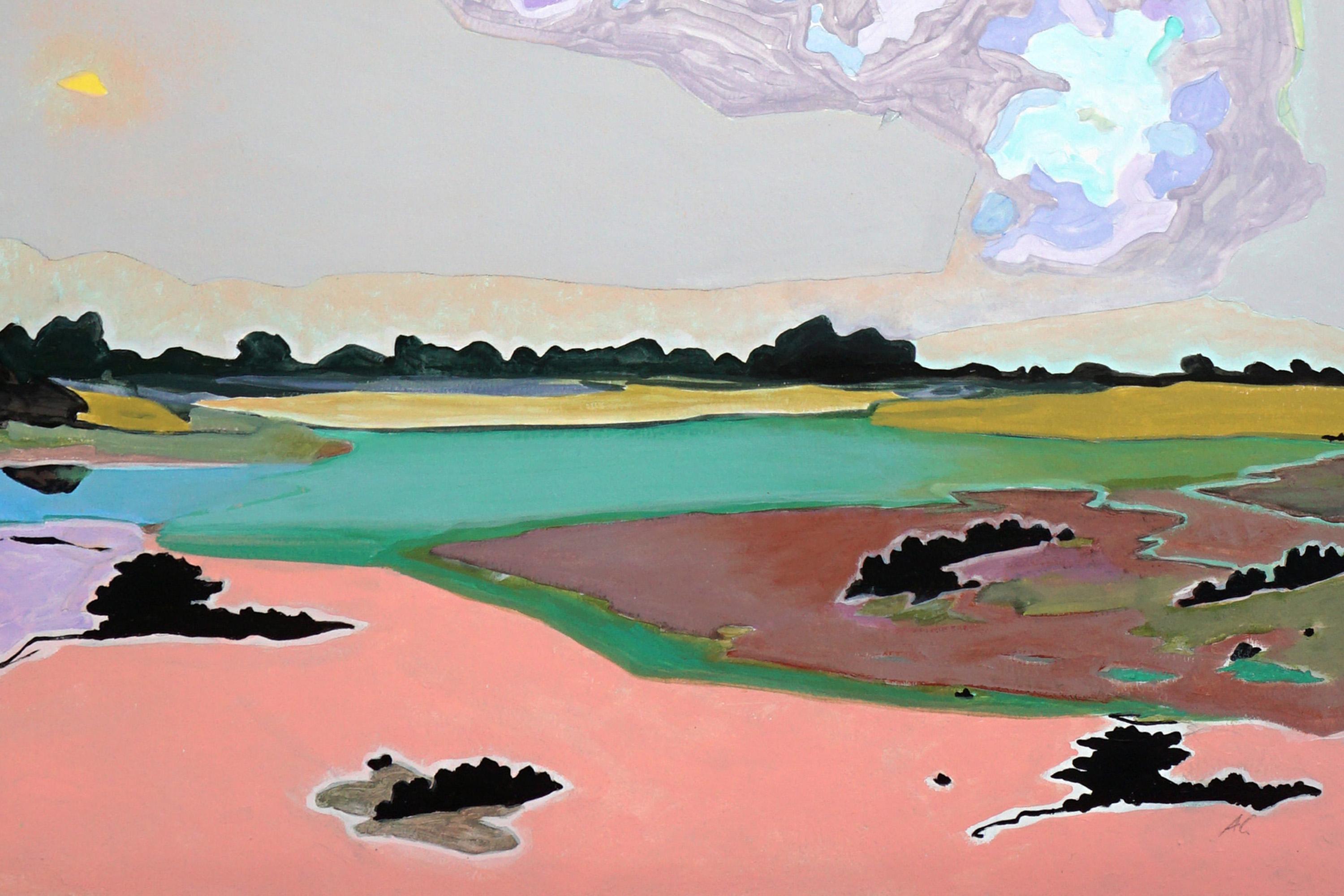 The Soul and Only its Game, Surreal Landscape Gray Tones Acrylic Painting, Paper For Sale 6