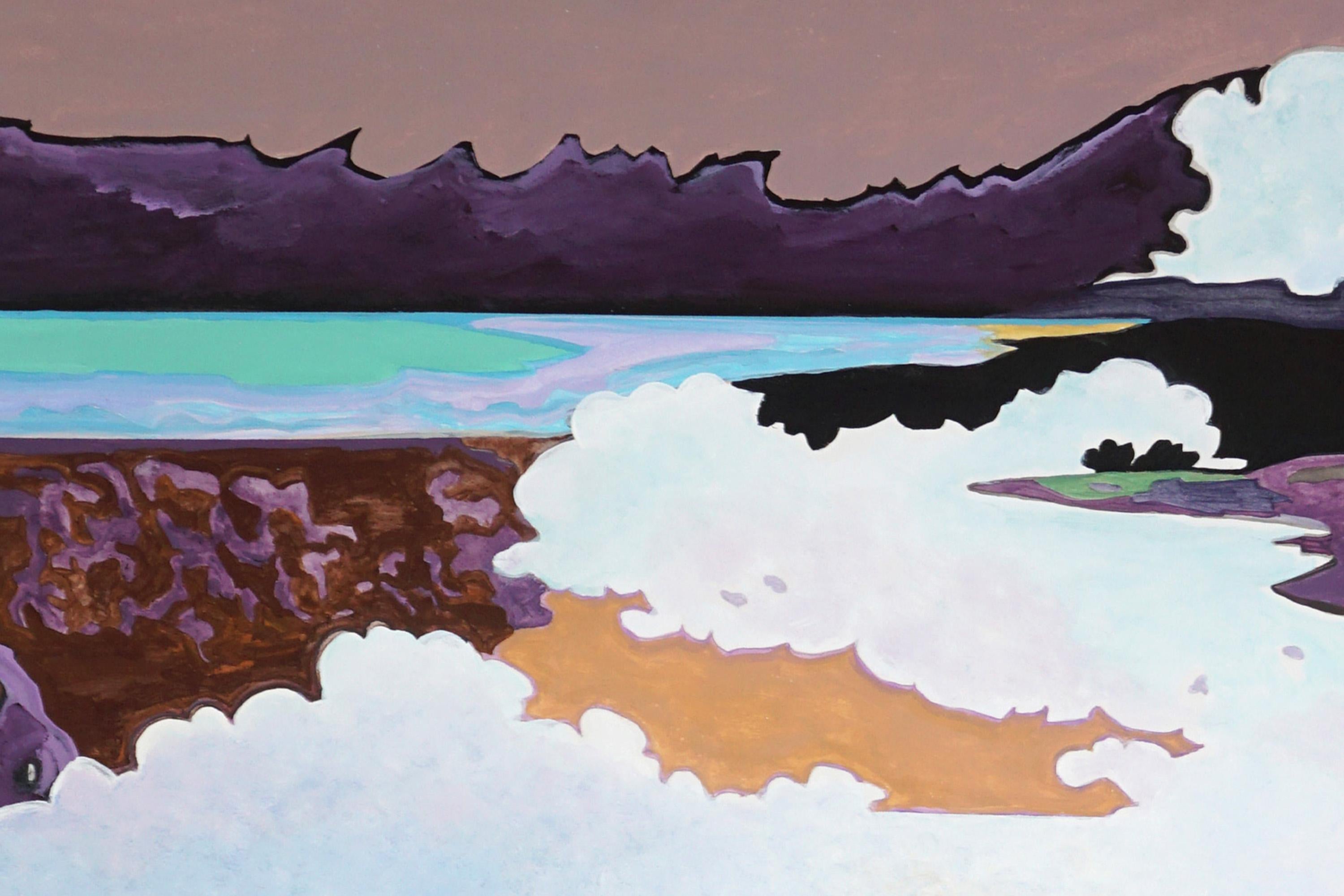 The Stage Beneath, Surreal Landscape in Red Tones, Perspective Games Painting For Sale 2