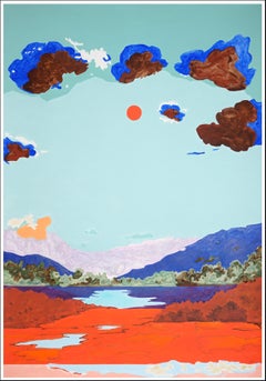 Promessa che non svanisce, toni autunnali, terra rossa, toni fauvisti paesaggio montano del lago