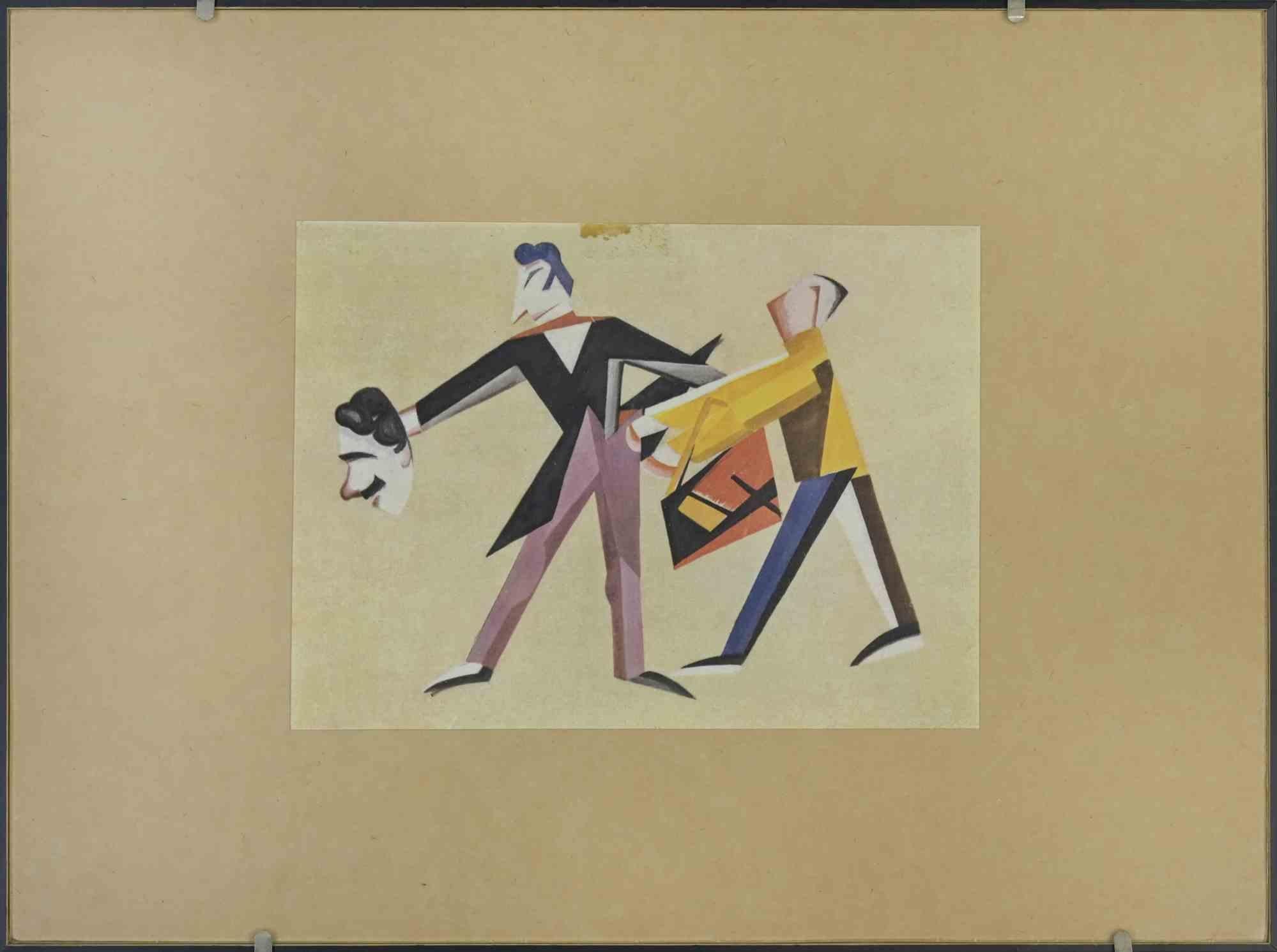 Figurative Print Alexandra Exter - Conception de costumes pour « Modern Khlestakov » - Phototype d'après A. Exter  - 1921