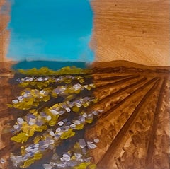 „Lavender Fields“ (2023) von Alexandra Hansen, Original-Ölgemälde einer Landschaftslandschaft