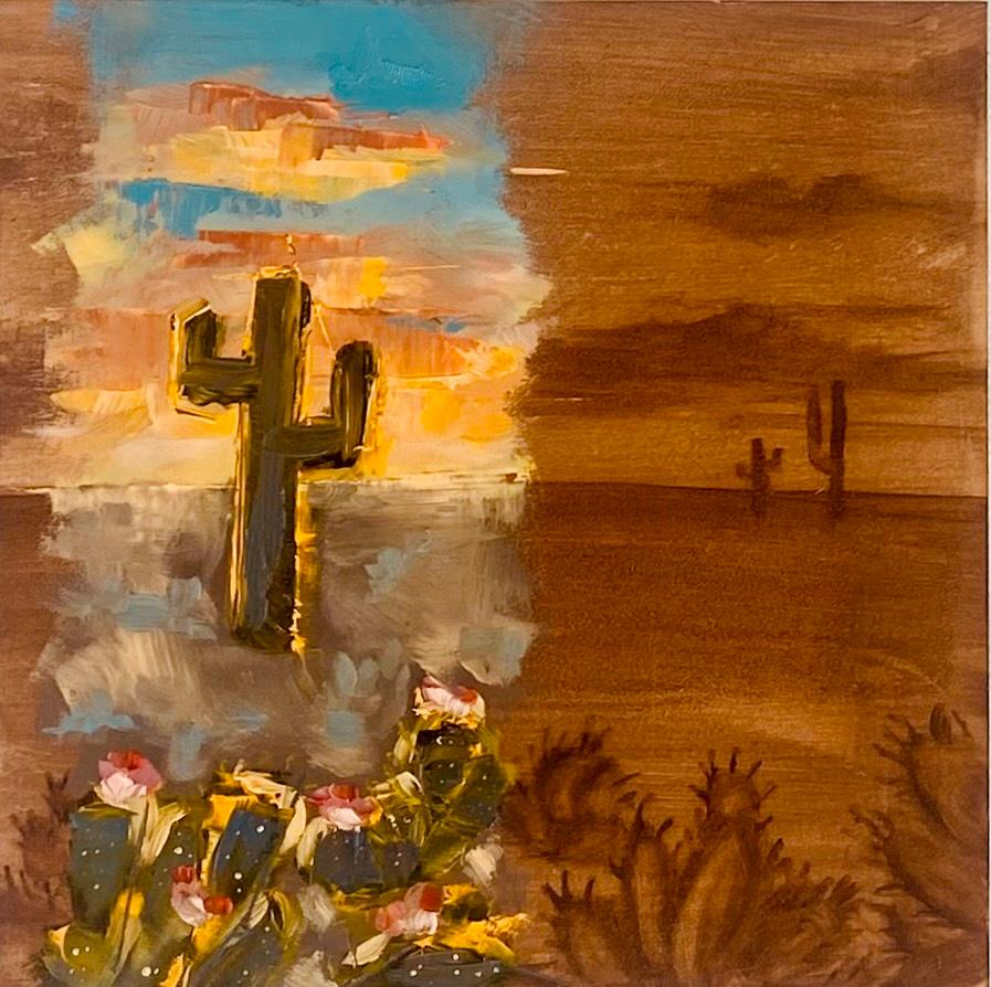 "Tramonti di Sedona" (2023) di Alexandra Hansen, dipinto a olio originale di un paesaggio