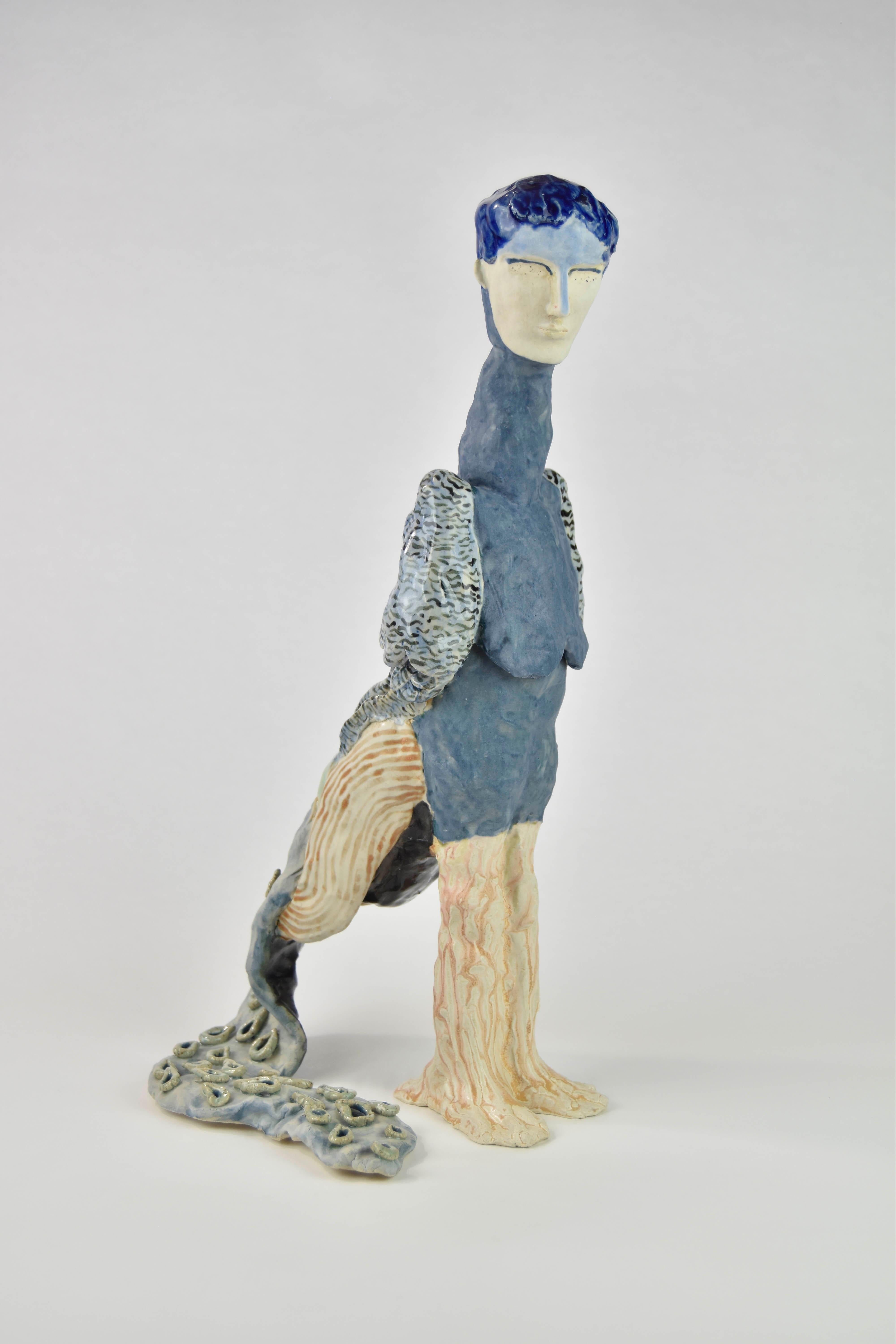 Composite Being: Peacock - Gray Figurative Sculpture by Alexandra Levasseur