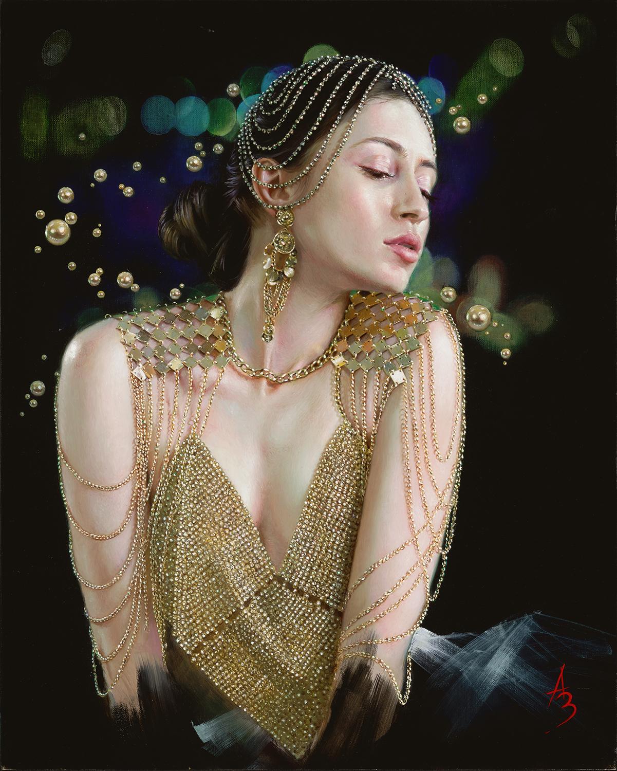Portrait Painting Alexandra Manukyan - « Effulgent », peinture à l'huile