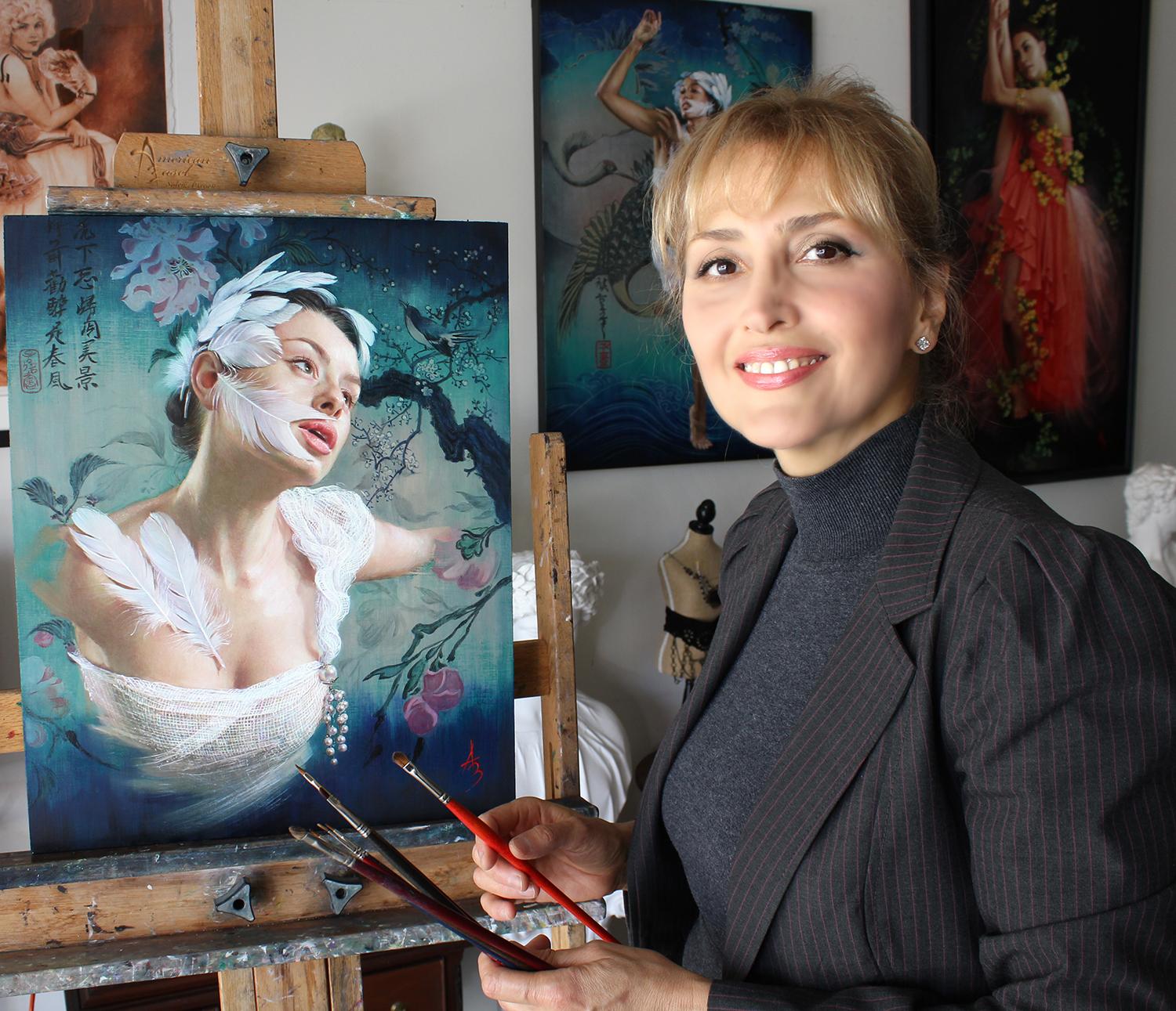 „Stilllebende Melody“, Ölgemälde – Painting von Alexandra Manukyan