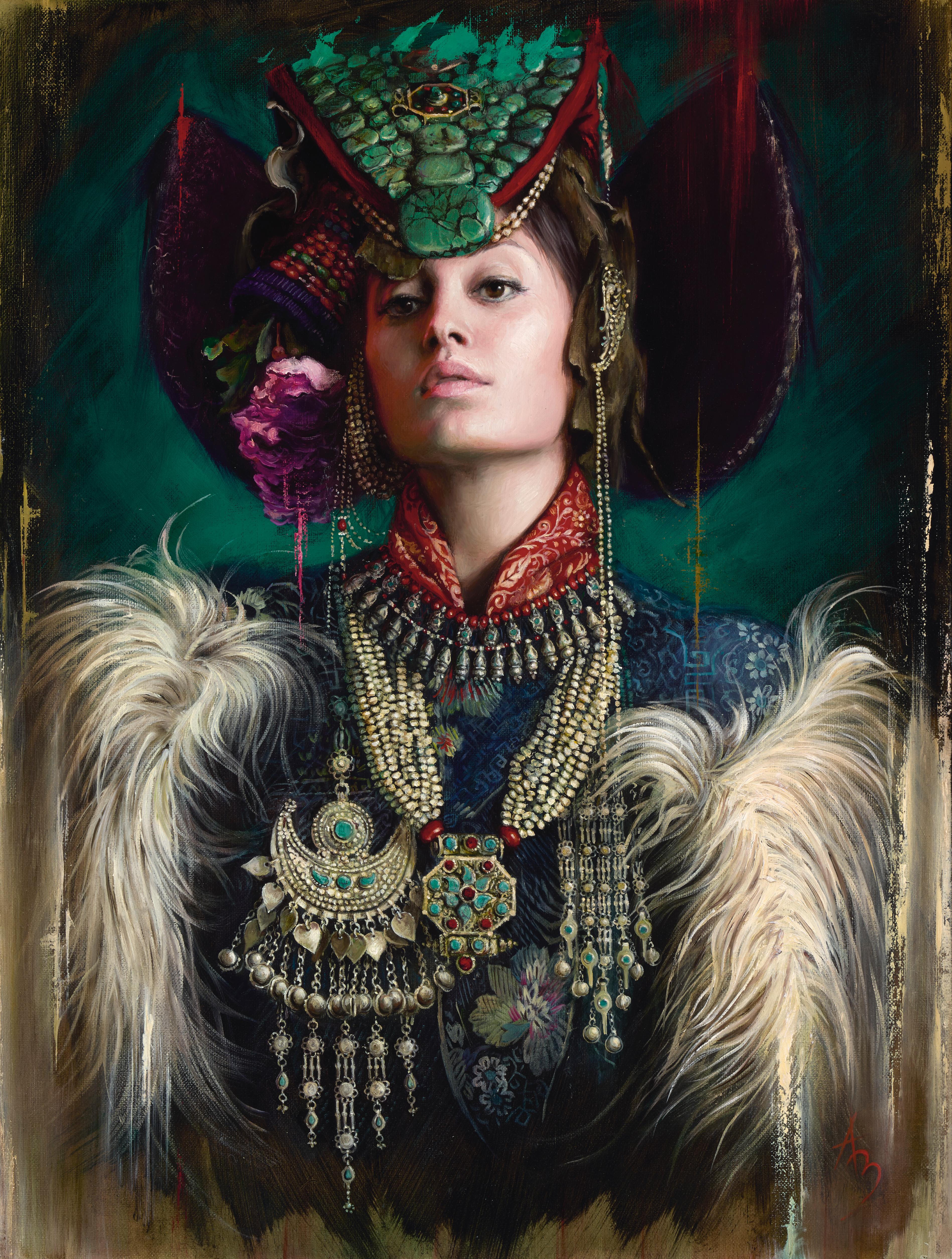 Alexandra Manukyan Portrait Painting - "Zanskar Maiden" Oil Painting