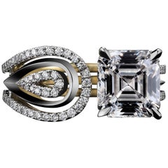 Alexandra Mor Asscher-Cut Diamond Feather Ring, 2.85 G VS1 GIA