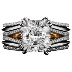 Alexandra Mor Double-Shank Floating Radiant-Cut Diamond Gold Platinum Ring
