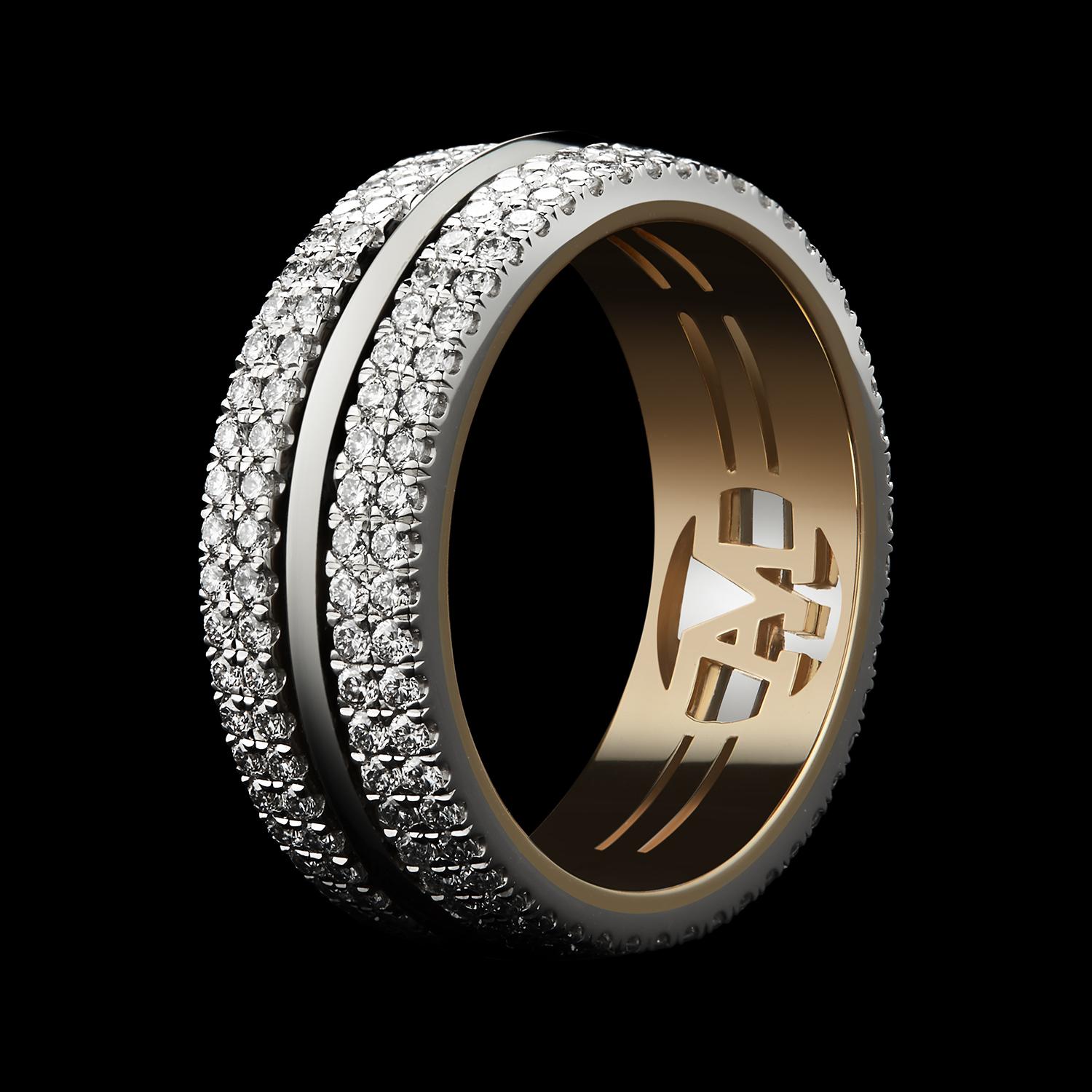 An Alexandra Mor limited edition Diamond eternity band featuring Alexandra Mor's signature details of 1mm melee bands and knife-edged wire, with an Alexandra Mor logo gallery. Ring is comprised of 208 1mm Diamond melees weighing 1.24 carats. Ring is