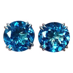 Alexandra Mor London 15.4 Carat Blue Topaz Stud Earrings