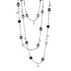 Alexandra Mor Pink Opal, Lava Beads and Pearl Sautoir Necklace