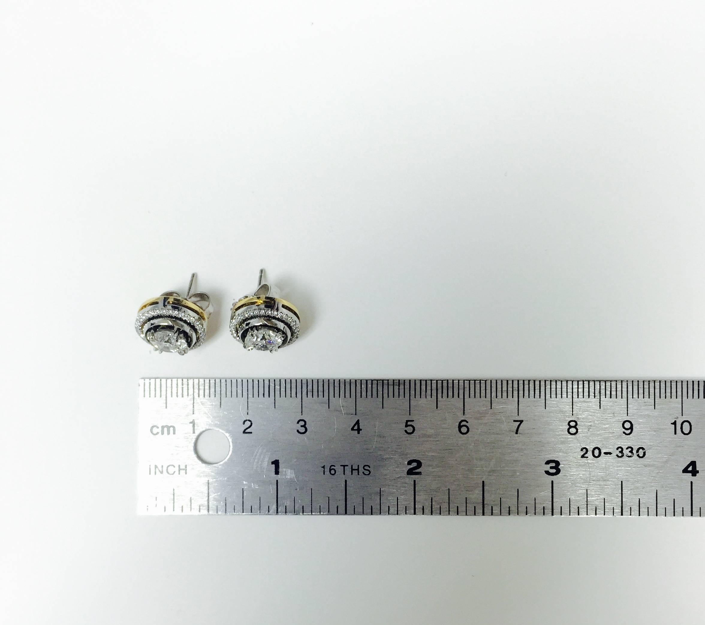Alexandra Mor Round Diamond Studs with Diamond Earring Jackets In New Condition For Sale In New York, NY