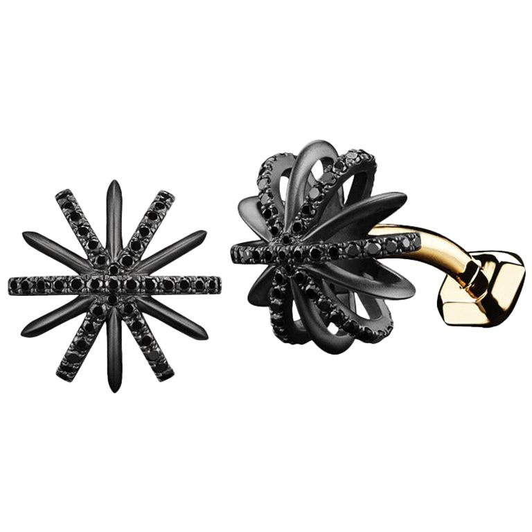 Alexandra Mor  Father's Day Signature Black Diamond Snowflake Cufflinks L/E 3/10 For Sale