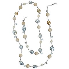 Alexandra Mor Tagua and South Sea Pearl Sautoir Necklace