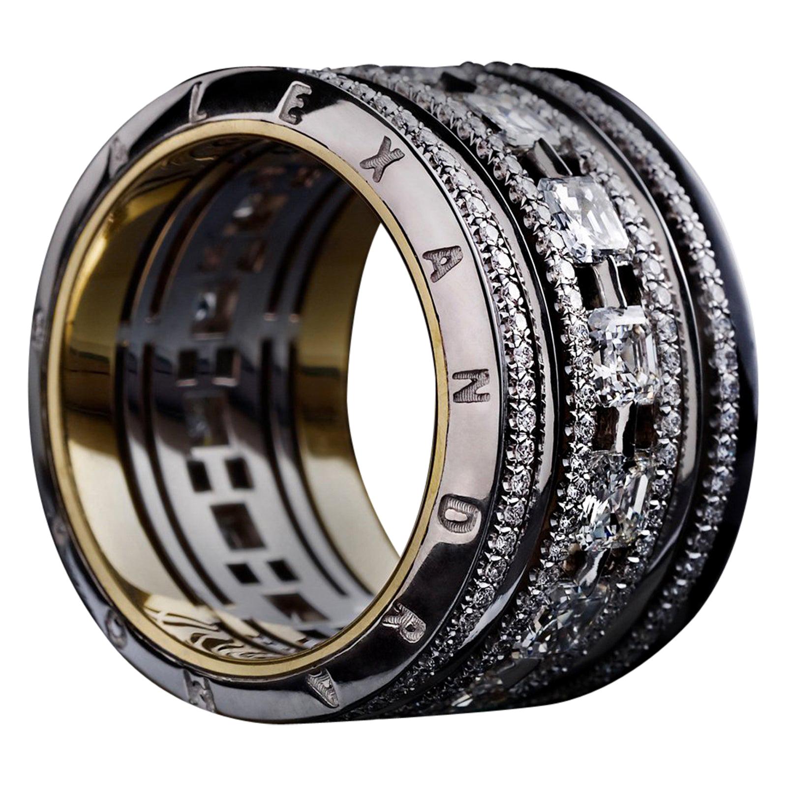 Alexandra Mor Wide Asscher-Cut Diamond Platinum Eternity Band Ring For Sale