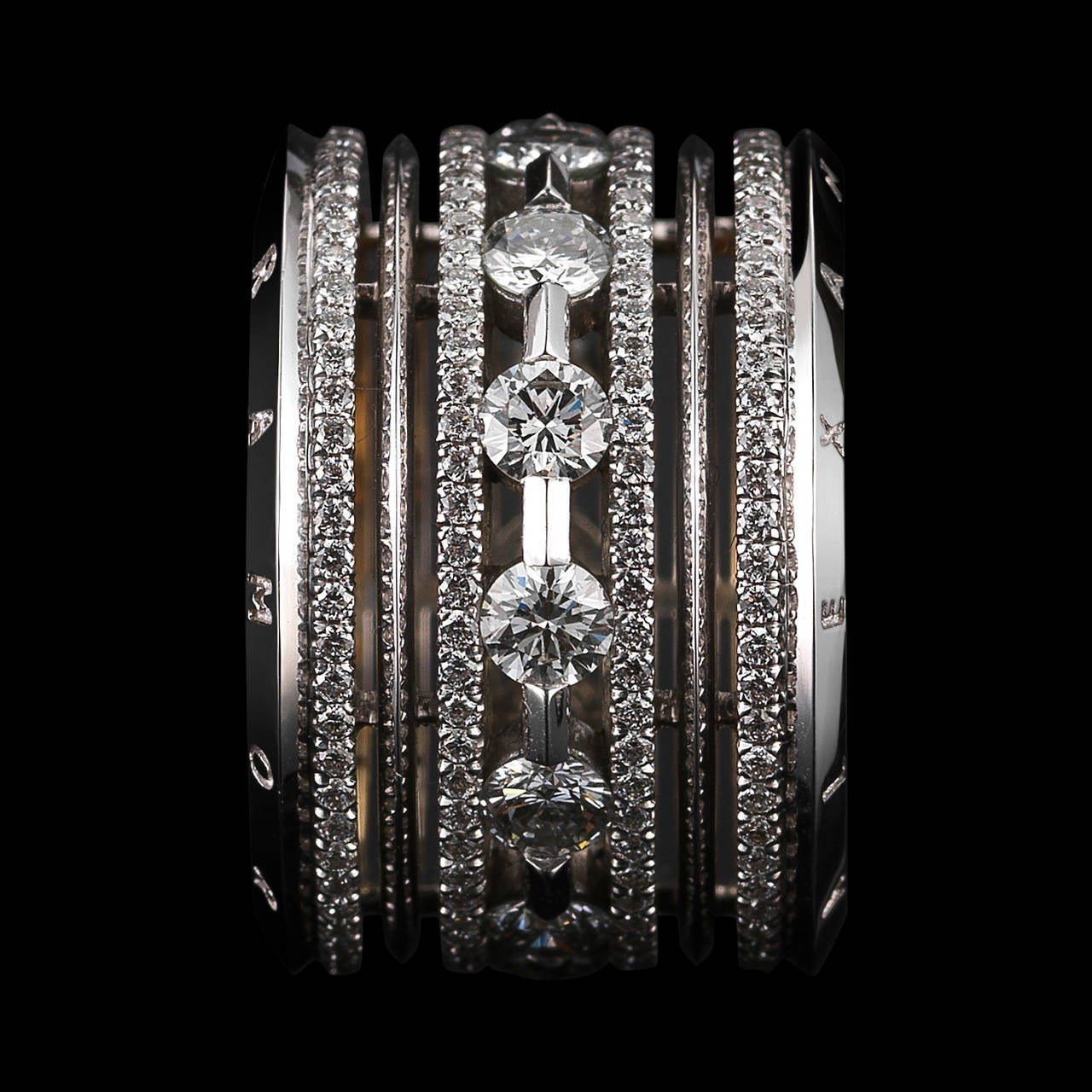 Contemporary Alexandra Mor Wide Brilliant-Cut Diamond Platinum Eternity Band Ring L/E 2/50 For Sale